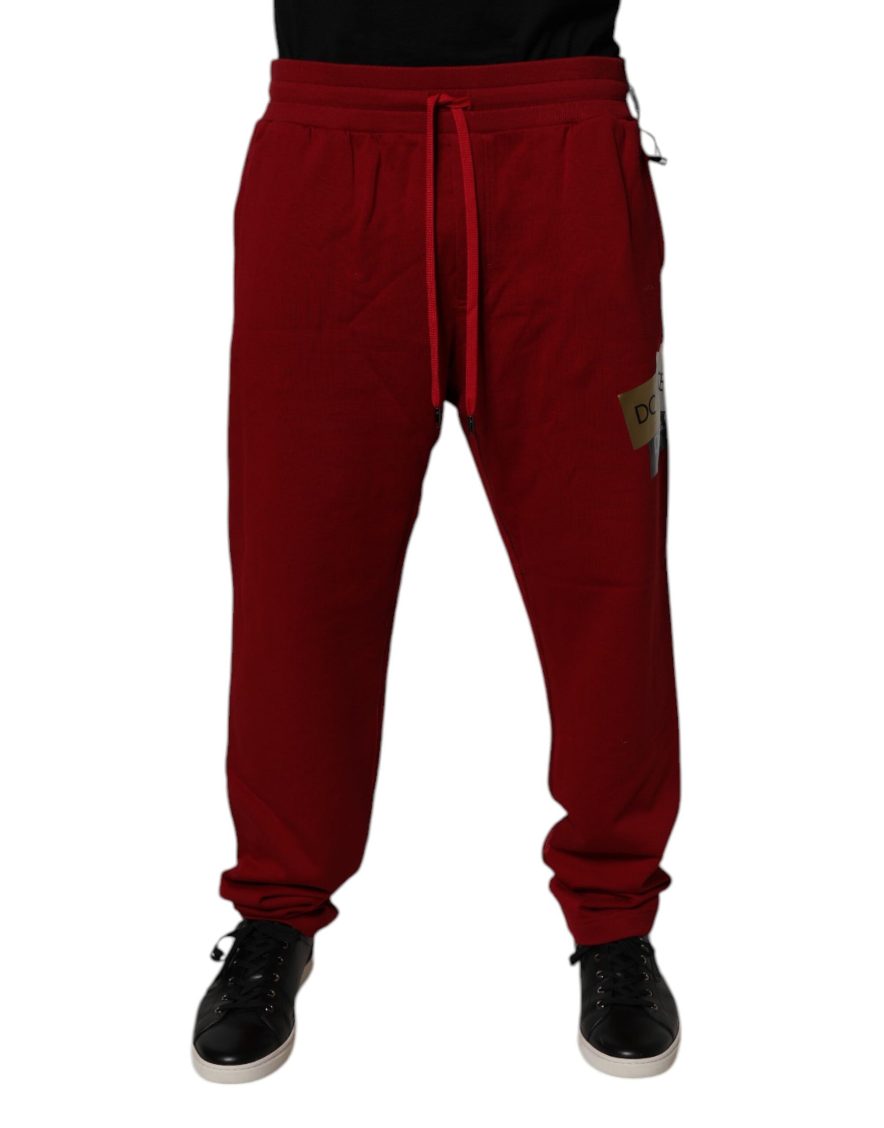 Dolce & Gabbana Red Logo Tape Cotton Jogger Sweatpants Pants | Regal Royce
