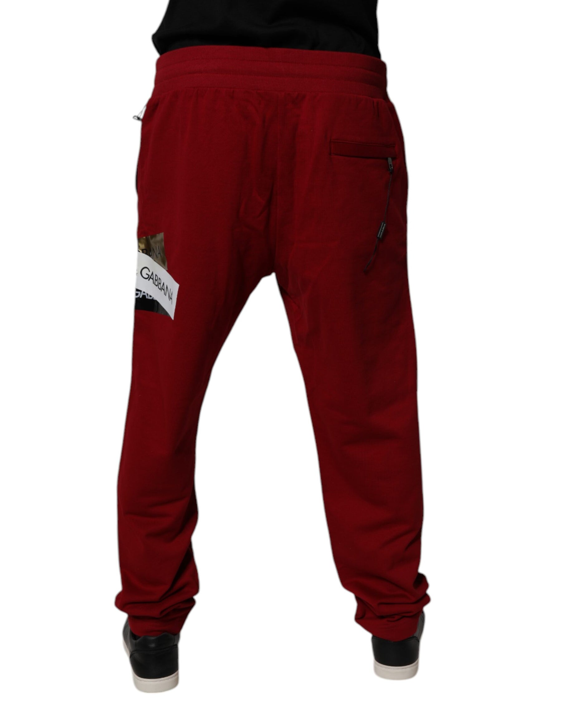 Dolce & Gabbana Red Logo Tape Cotton Jogger Sweatpants Pants | Regal Royce