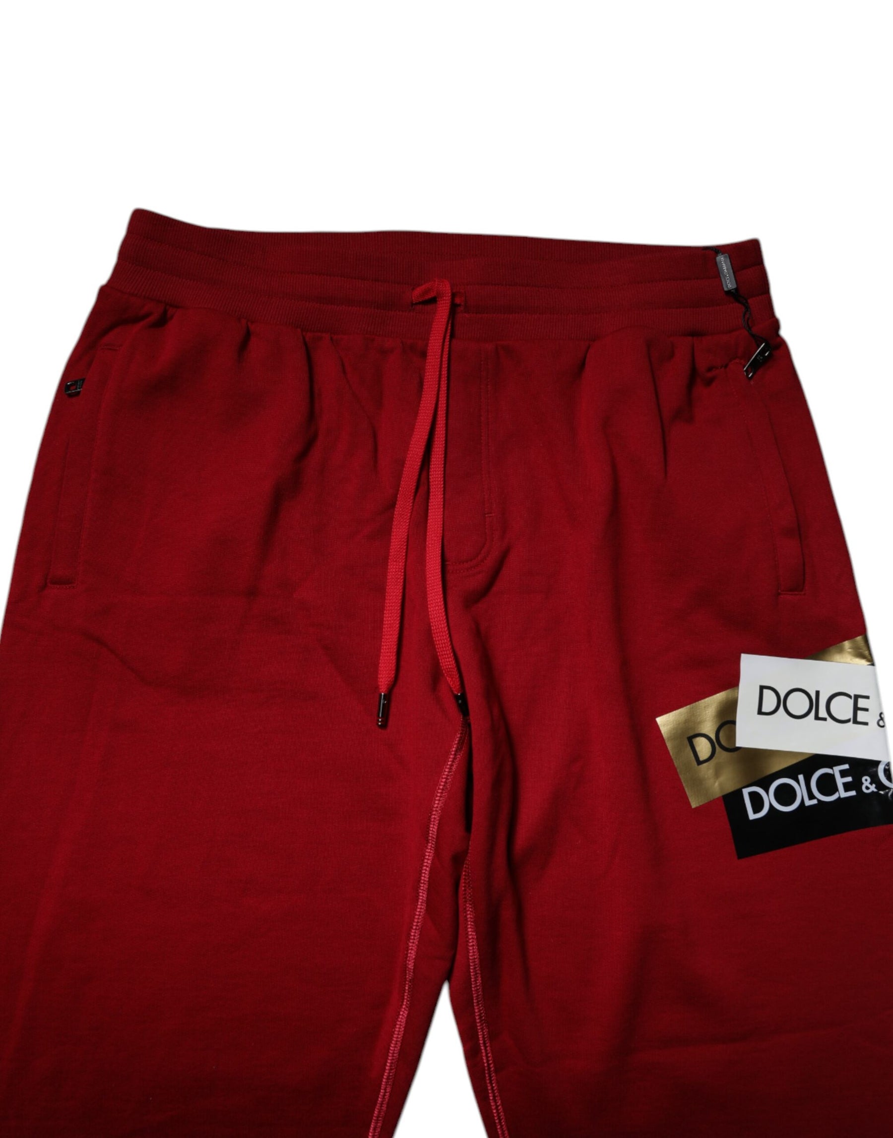 Dolce & Gabbana Red Logo Tape Cotton Jogger Sweatpants Pants | Regal Royce