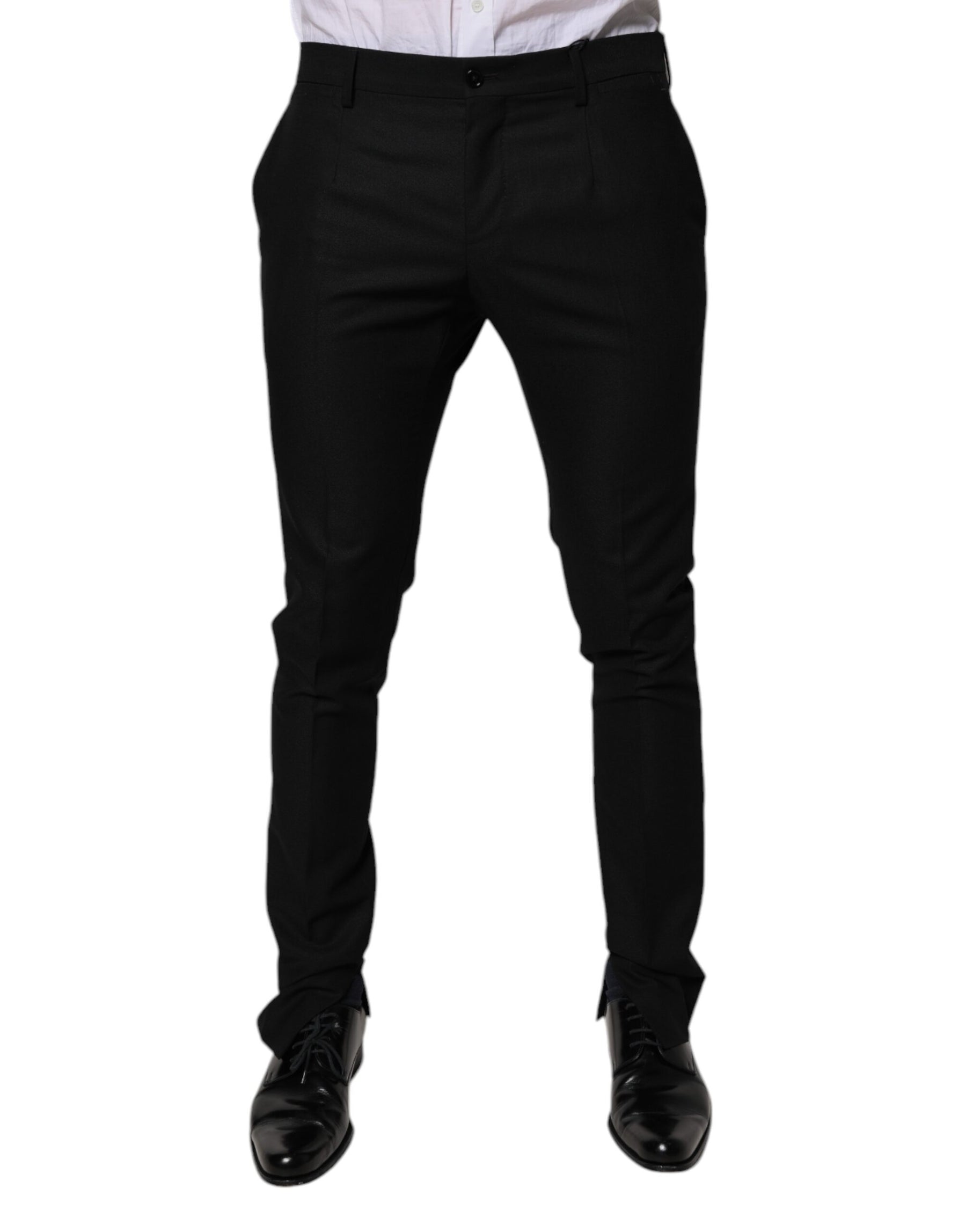 Dolce & Gabbana Black Virgin Wool MenSkinny Dress Formal Pants | Regal Royce