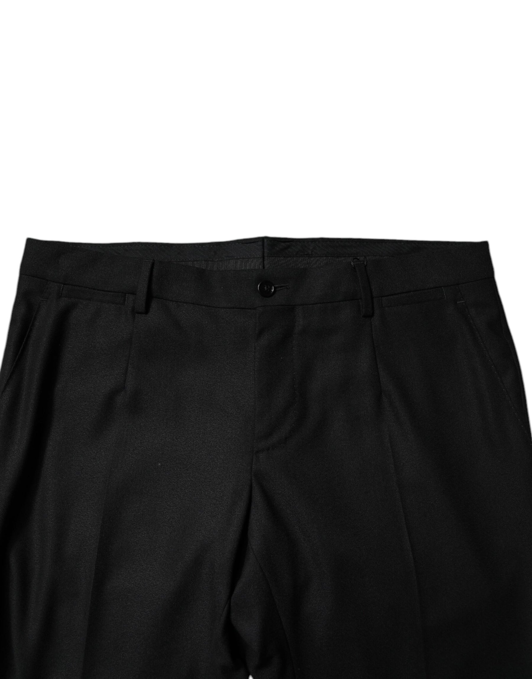 Dolce & Gabbana Black Virgin Wool MenSkinny Dress Formal Pants | Regal Royce