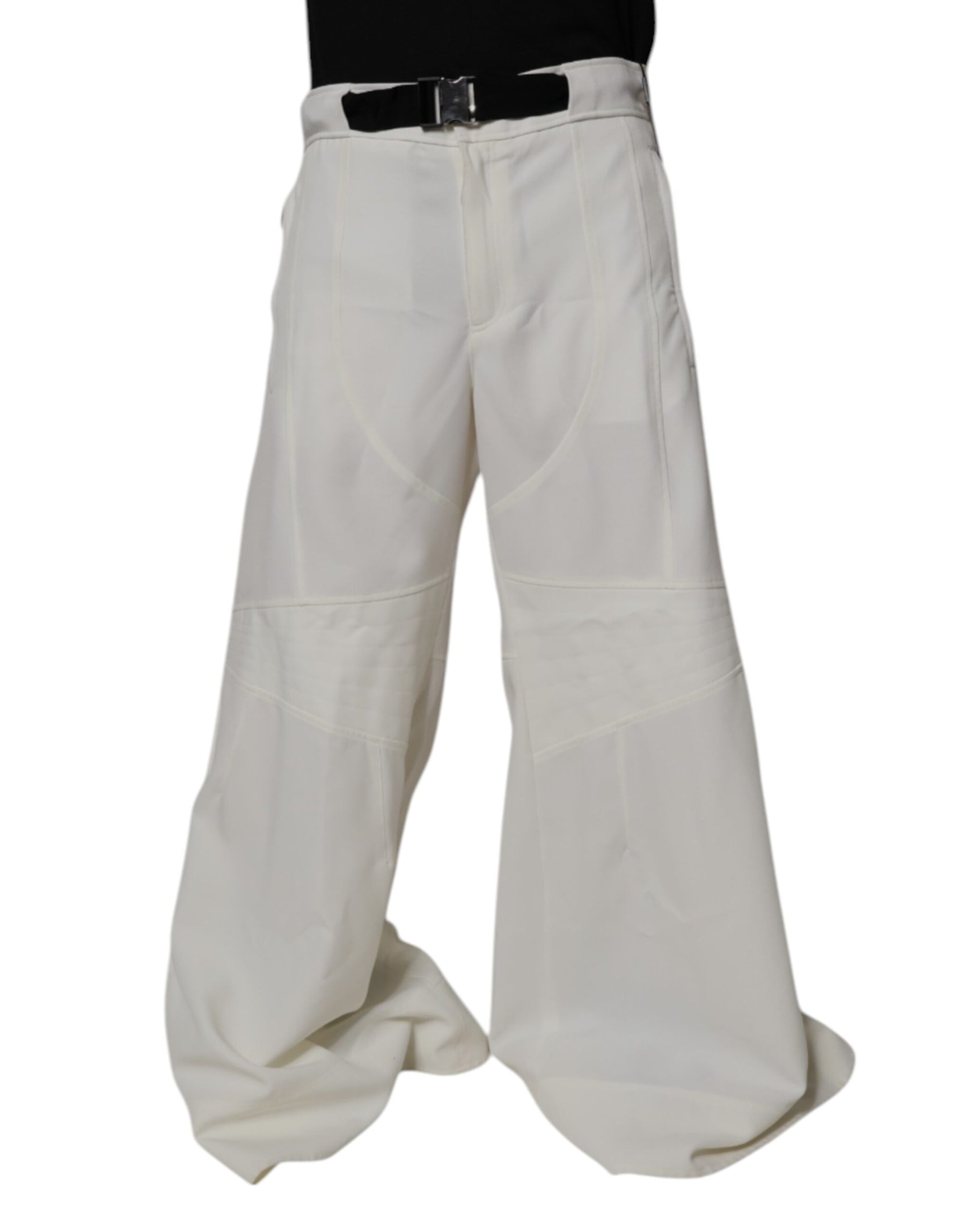 Dolce & Gabbana White Mid Waist Wide Leg Pants | Regal Royce
