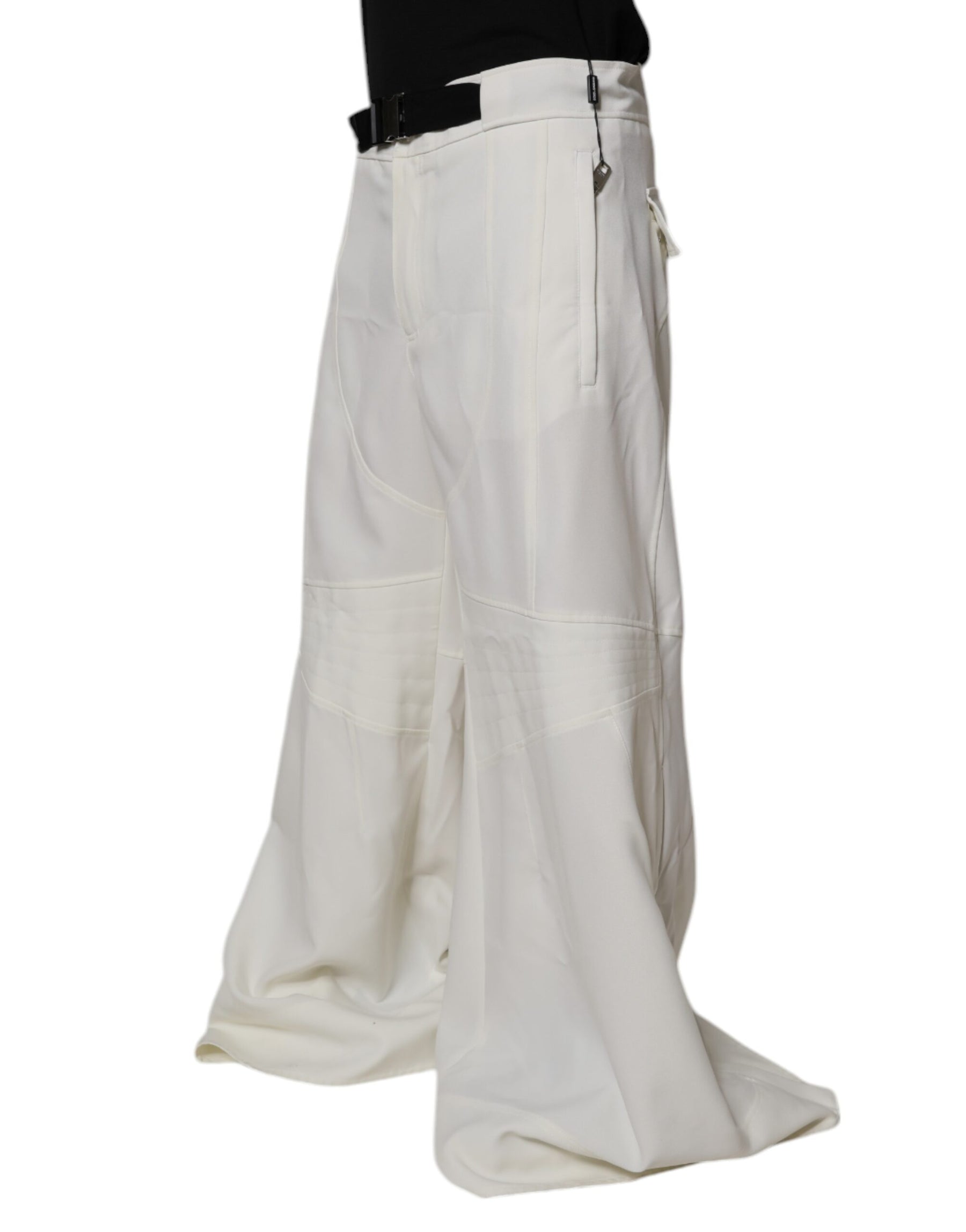 Dolce & Gabbana White Mid Waist Wide Leg Pants | Regal Royce
