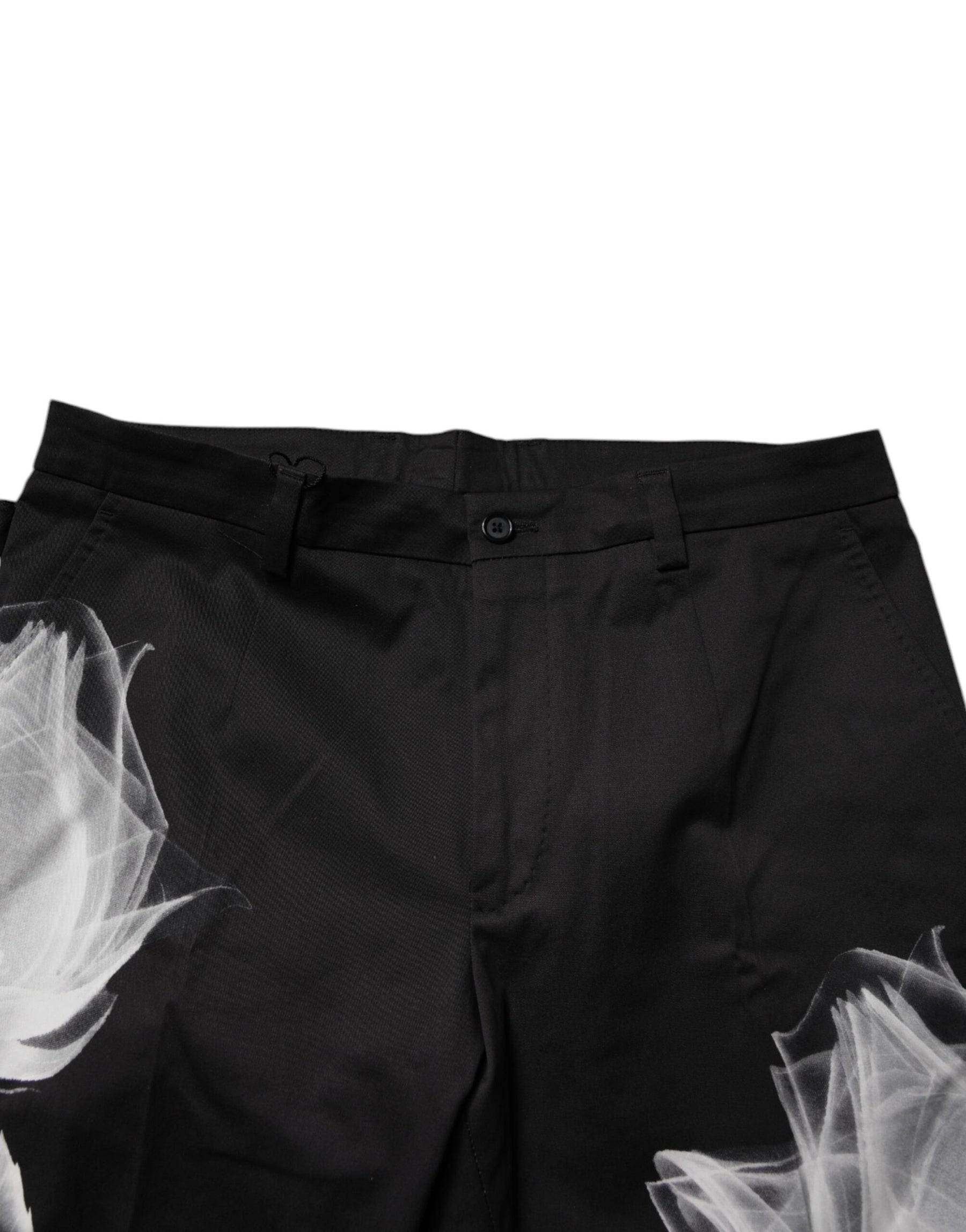 Dolce & Gabbana Black Cotton Floral Skinny Dress Pants | Regal Royce