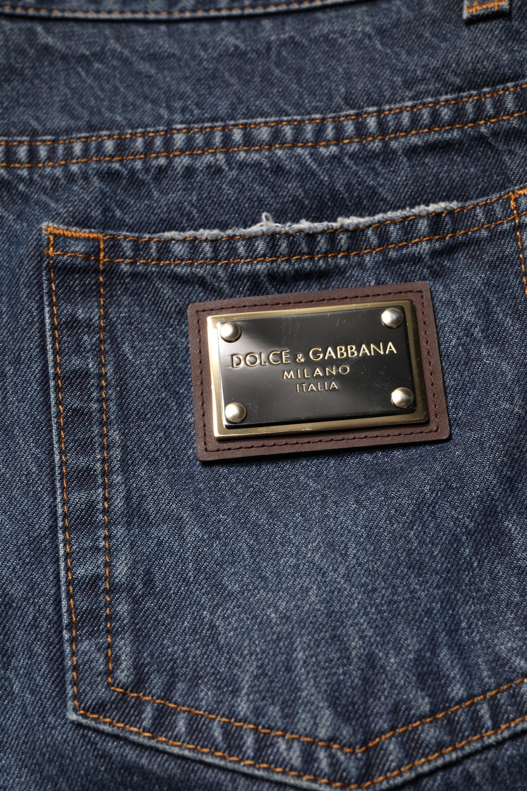 Dolce & Gabbana Beige Blue Floral Cotton Men Denim Jeans | Regal Royce