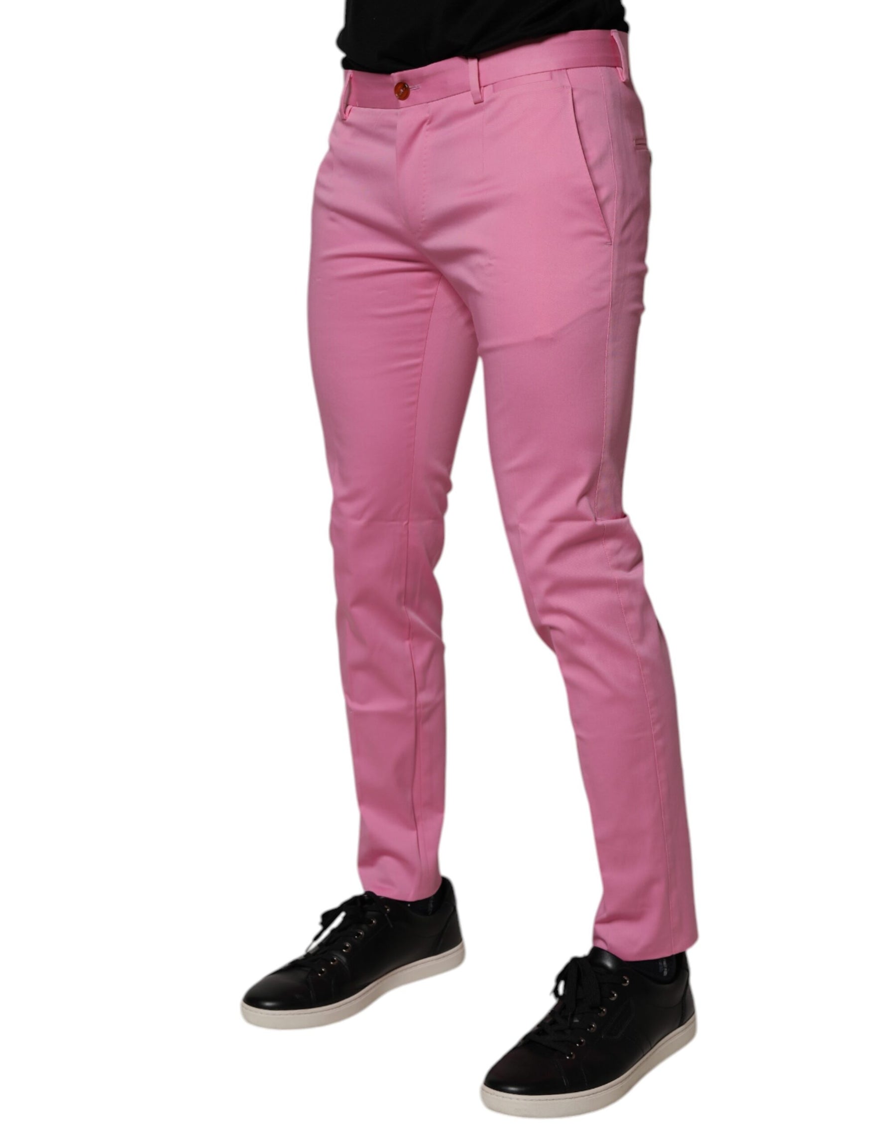 Dolce & Gabbana Pink Cotton Slim Fit Men Dress Formal Pants | Regal Royce