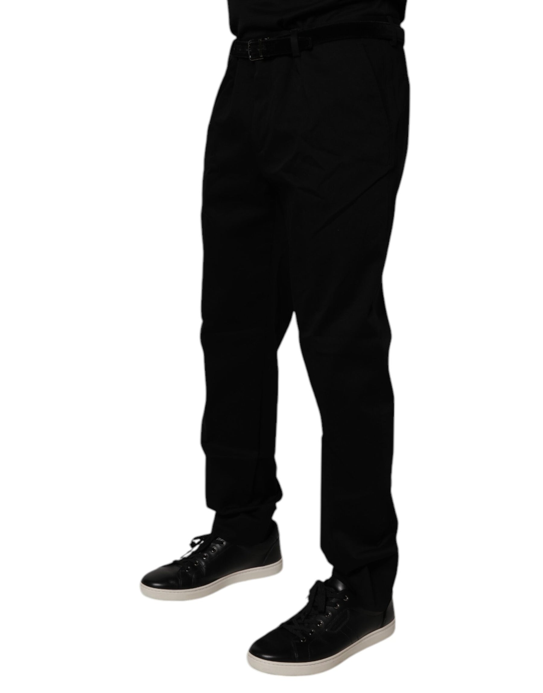Dolce & Gabbana Black Cotton Men Skinny Dress Formal Pants | Regal Royce