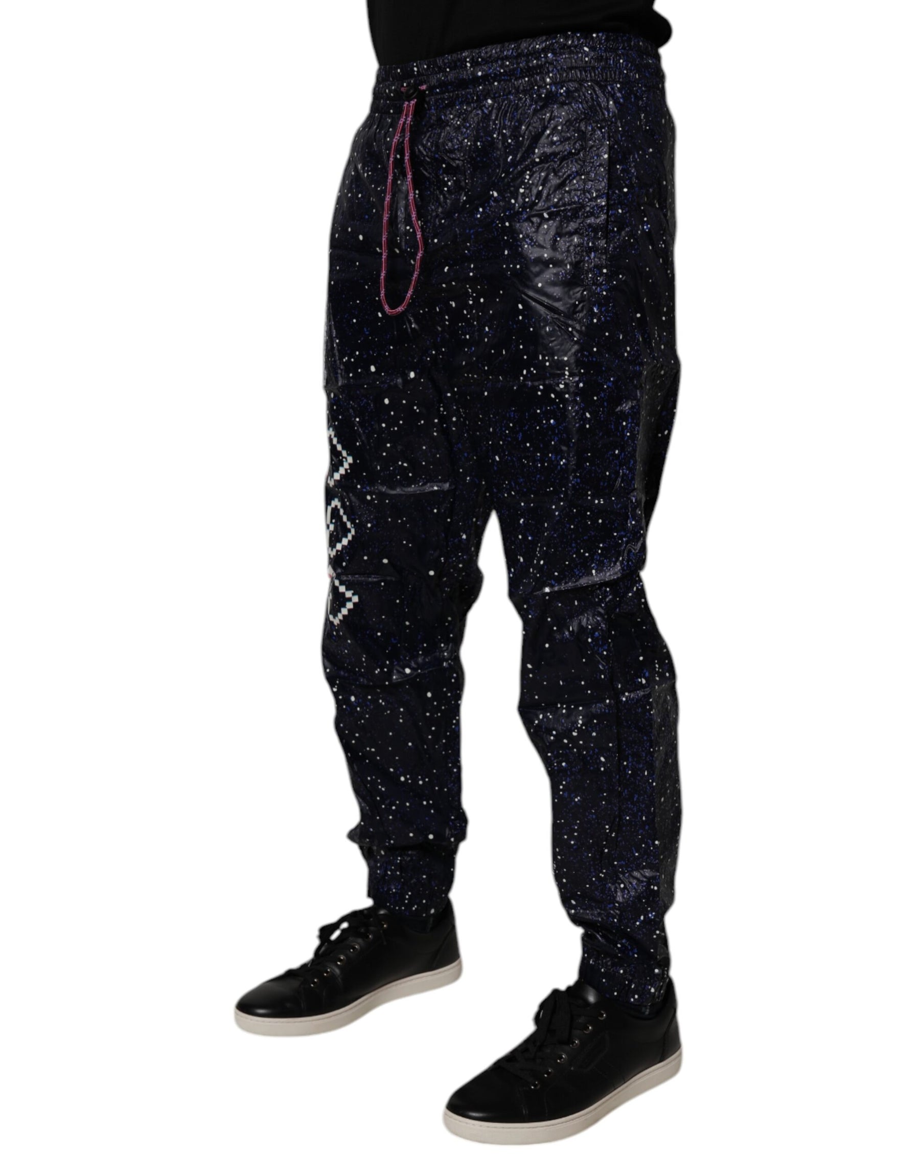 Dolce & Gabbana Dark Blue DG Game Print Cotton Jogger Pants | Regal Royce