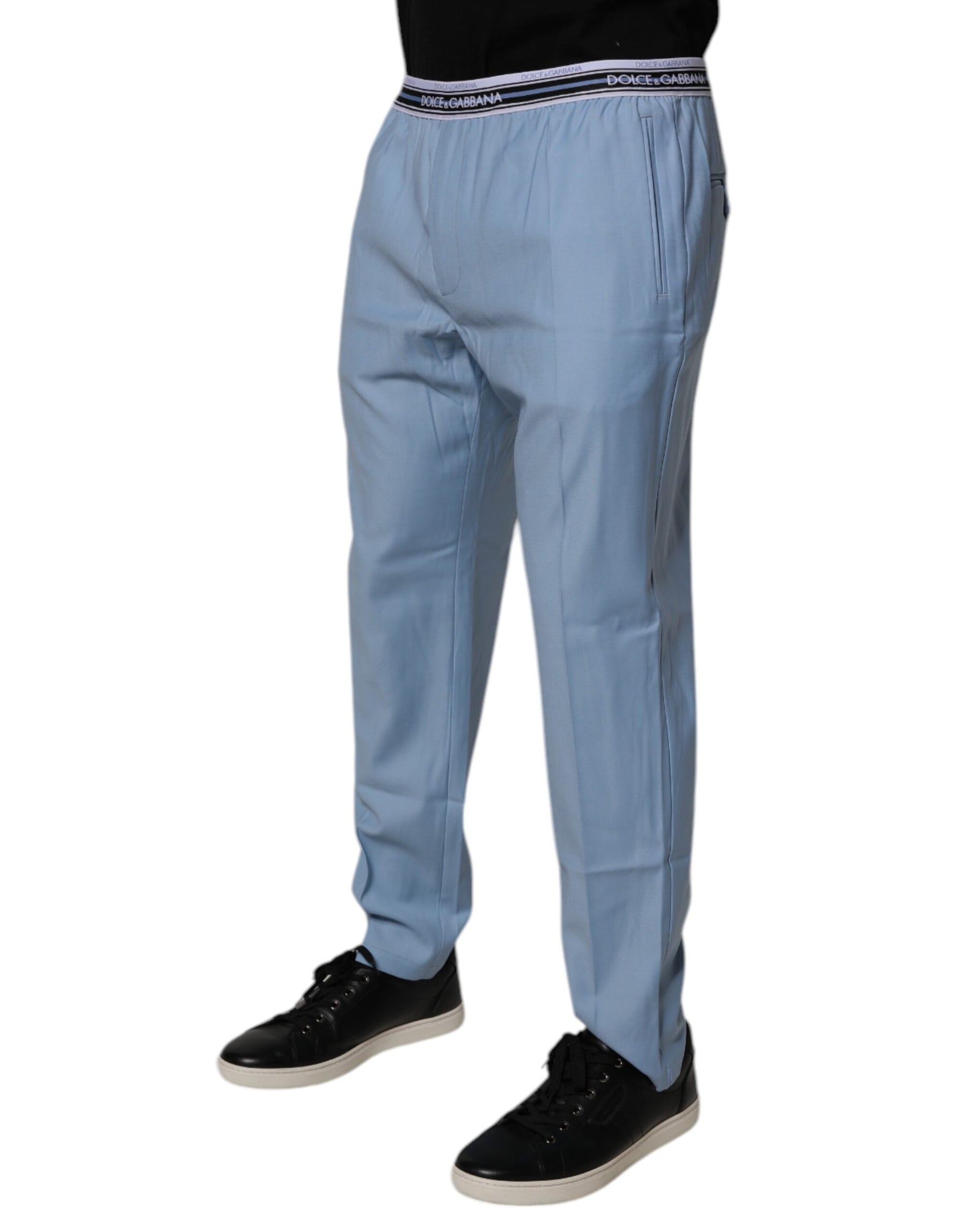 Dolce & Gabbana Blue Cotton Stretch Chino Pants | Regal Royce
