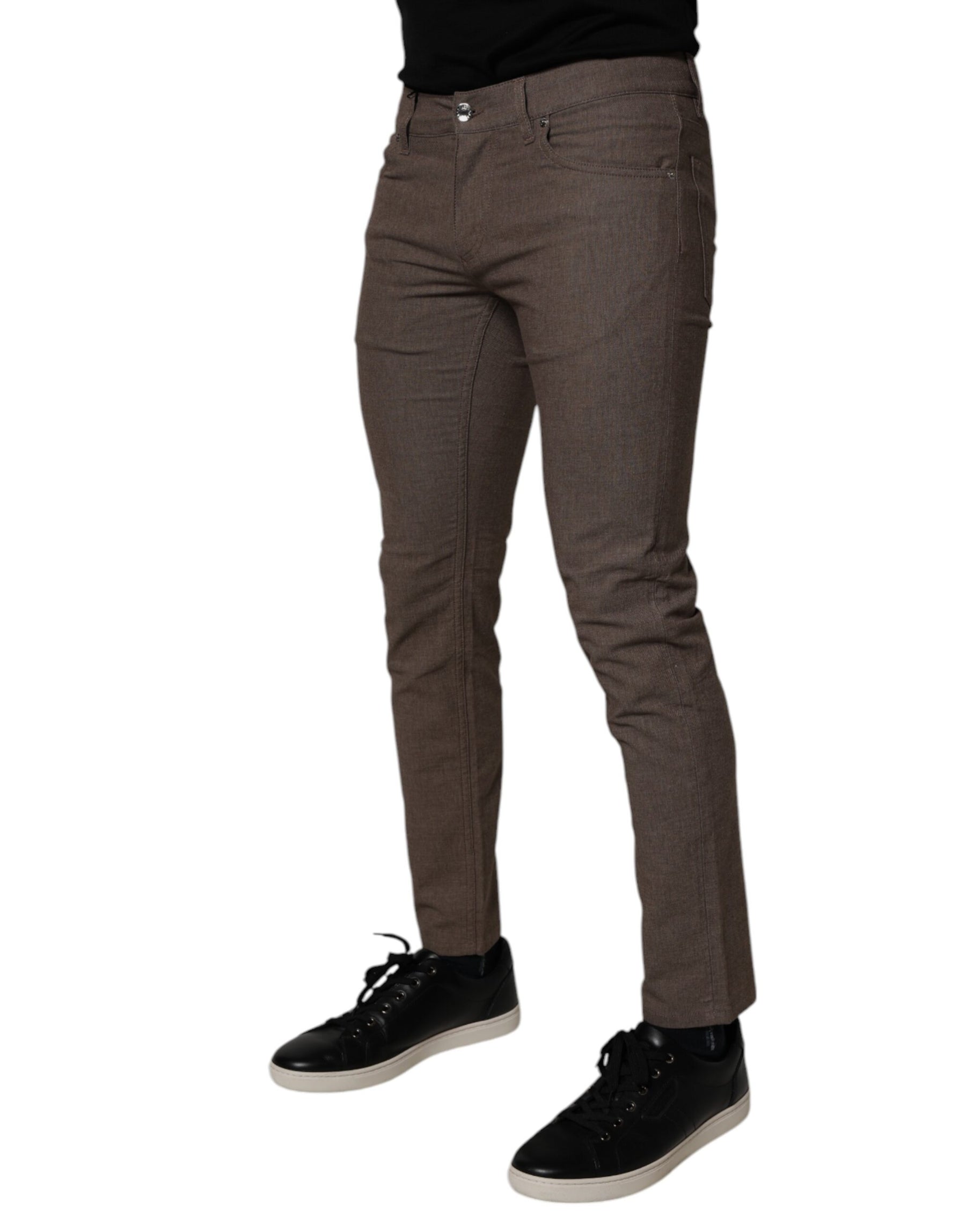 Dolce & Gabbana Brown Cotton Stretch Chino Pants | Regal Royce