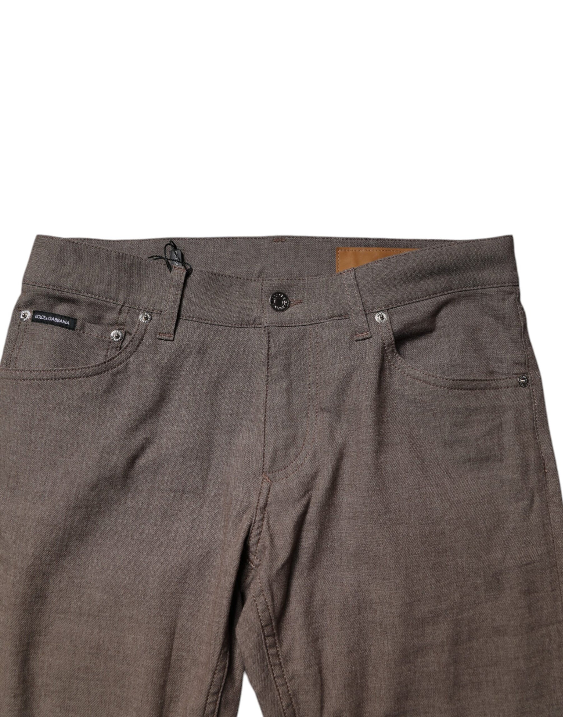 Dolce & Gabbana Brown Cotton Stretch Chino Pants | Regal Royce