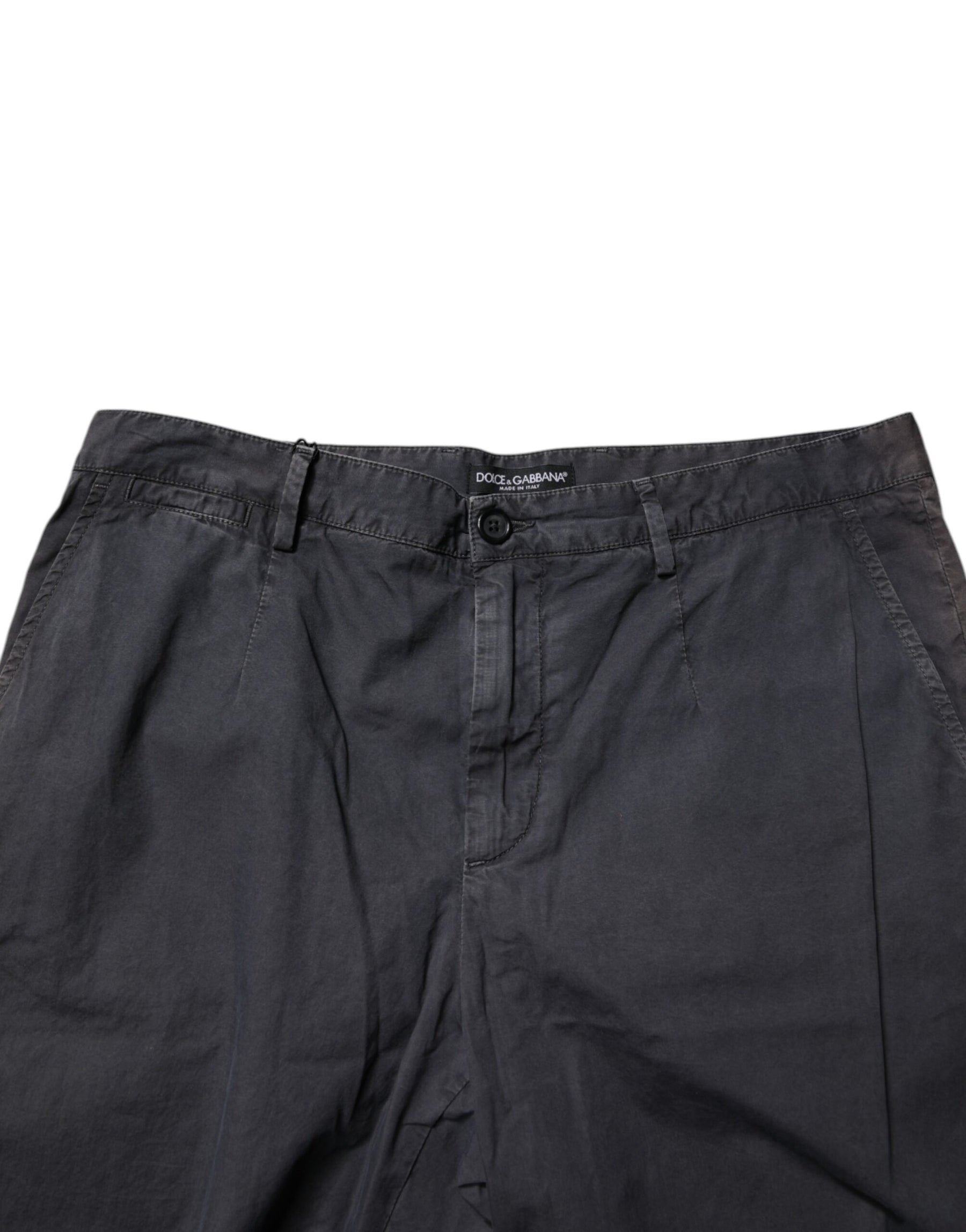 Dolce & Gabbana Dark Gray Cotton Mid Waist Men Bermuda Shorts | Regal Royce