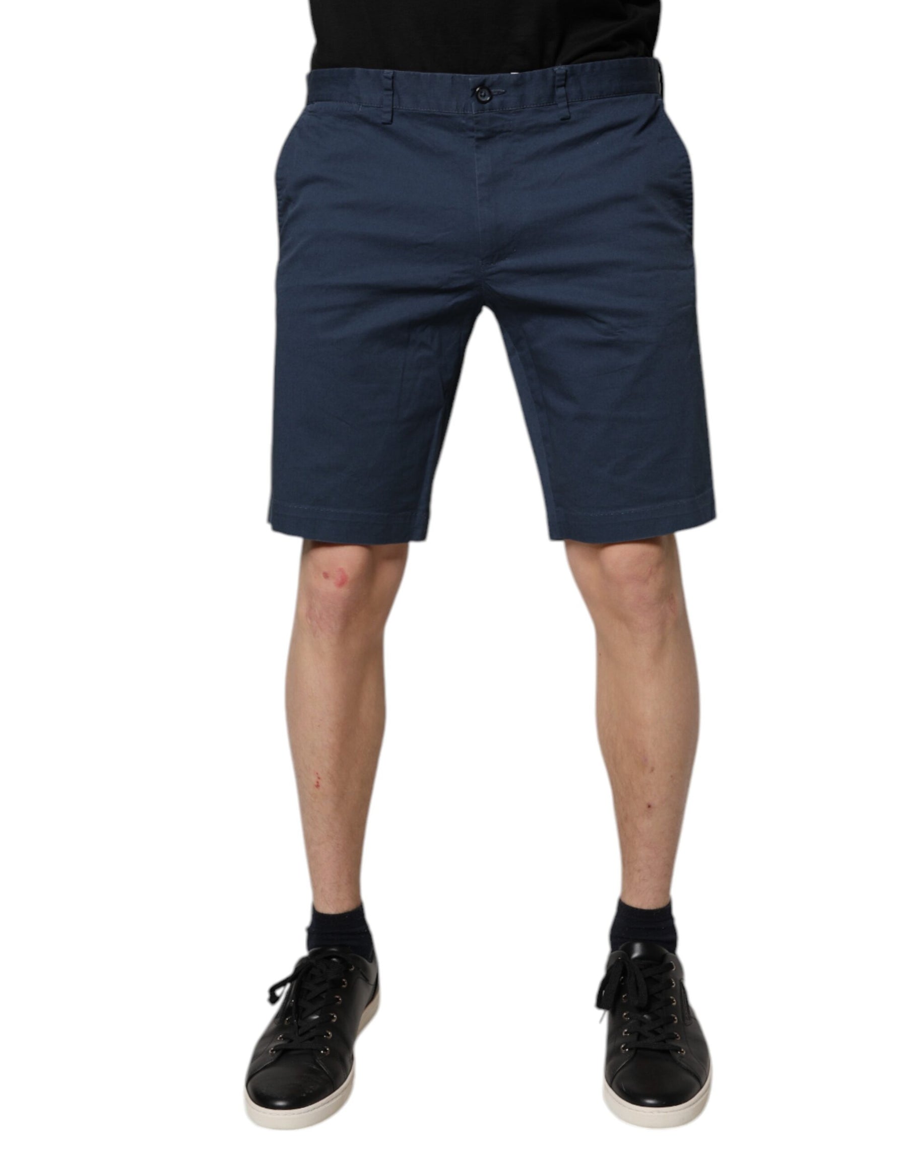 Dolce & Gabbana Blue Cotton Mid Waist Men Bermuda Shorts | Regal Royce