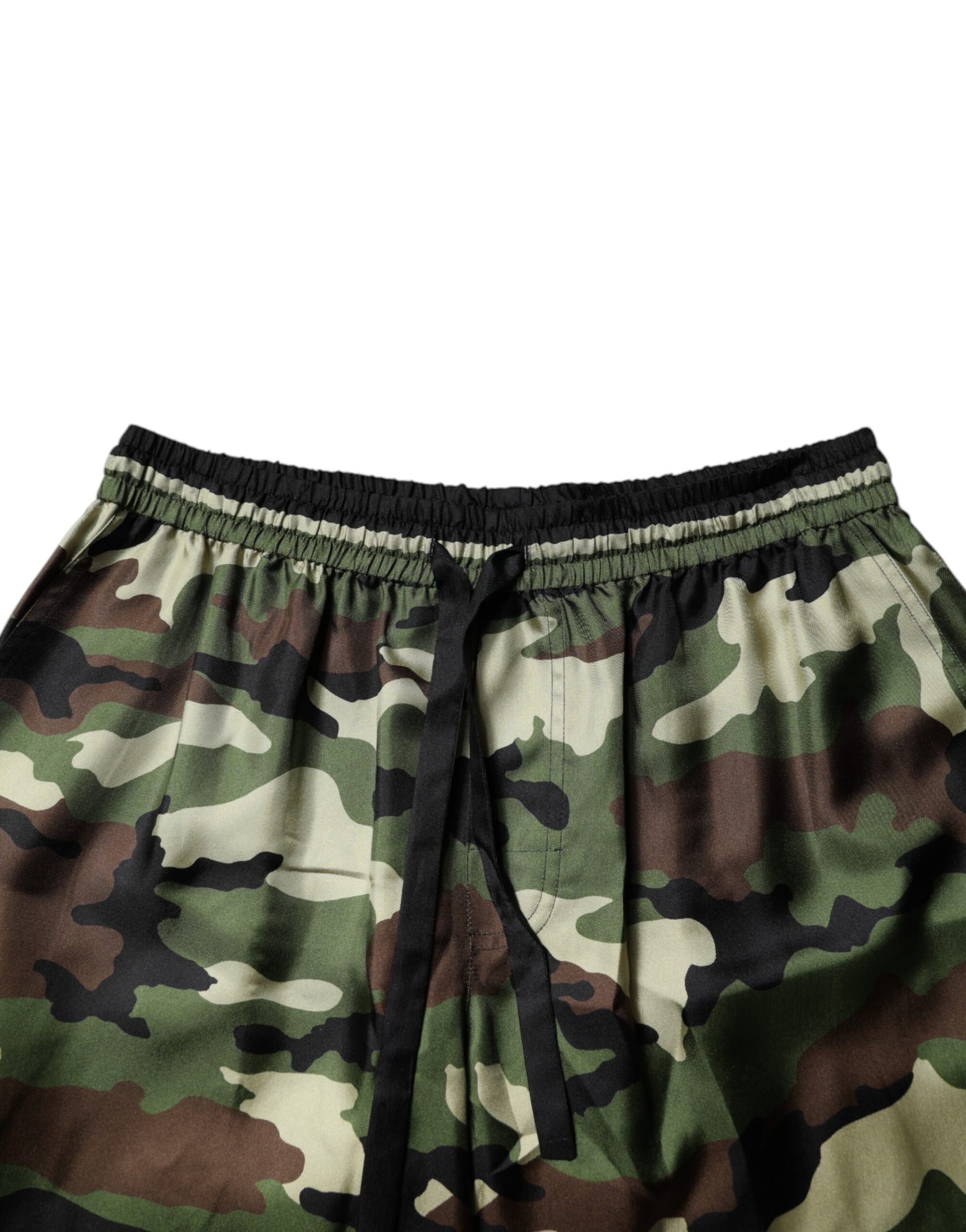 Dolce & Gabbana Multicolor Camouflage Silk Mid Waist Bermuda Shorts | Regal Royce