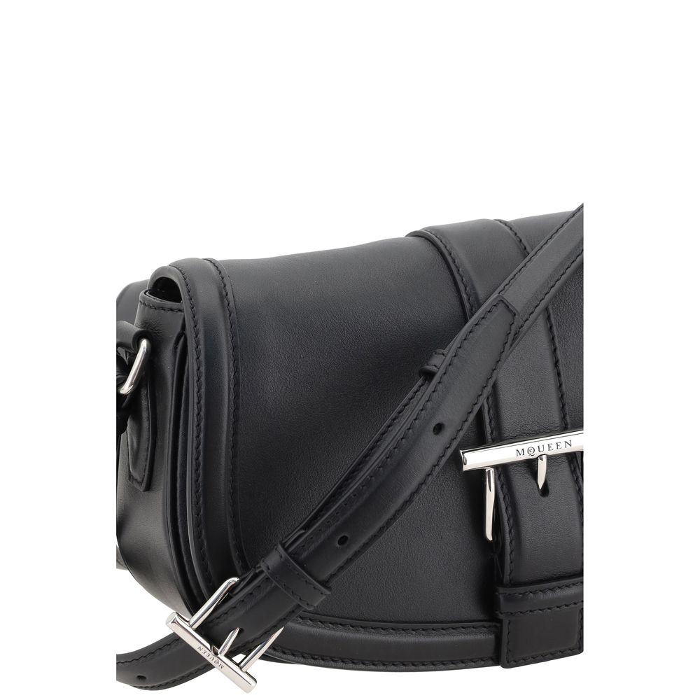 Alexander McQueen Black Calf Leather Bos Taurus Shoulder Bag | Regal Royce