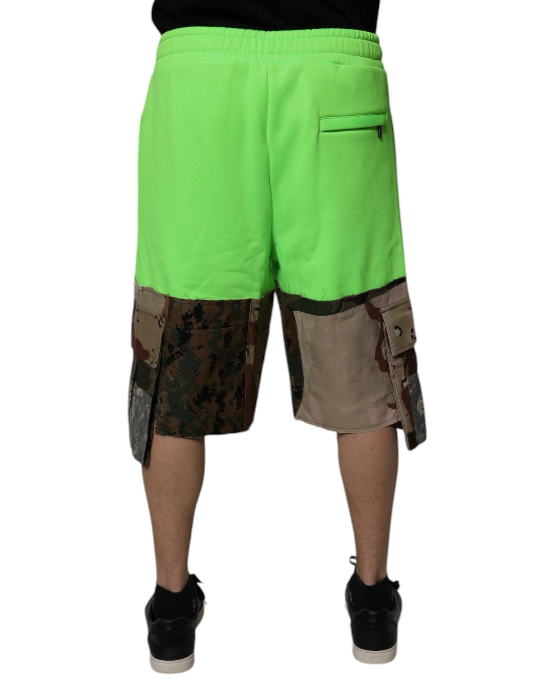 Dolce & Gabbana Green Patchwork Cargo Bermuda Shorts | Regal Royce