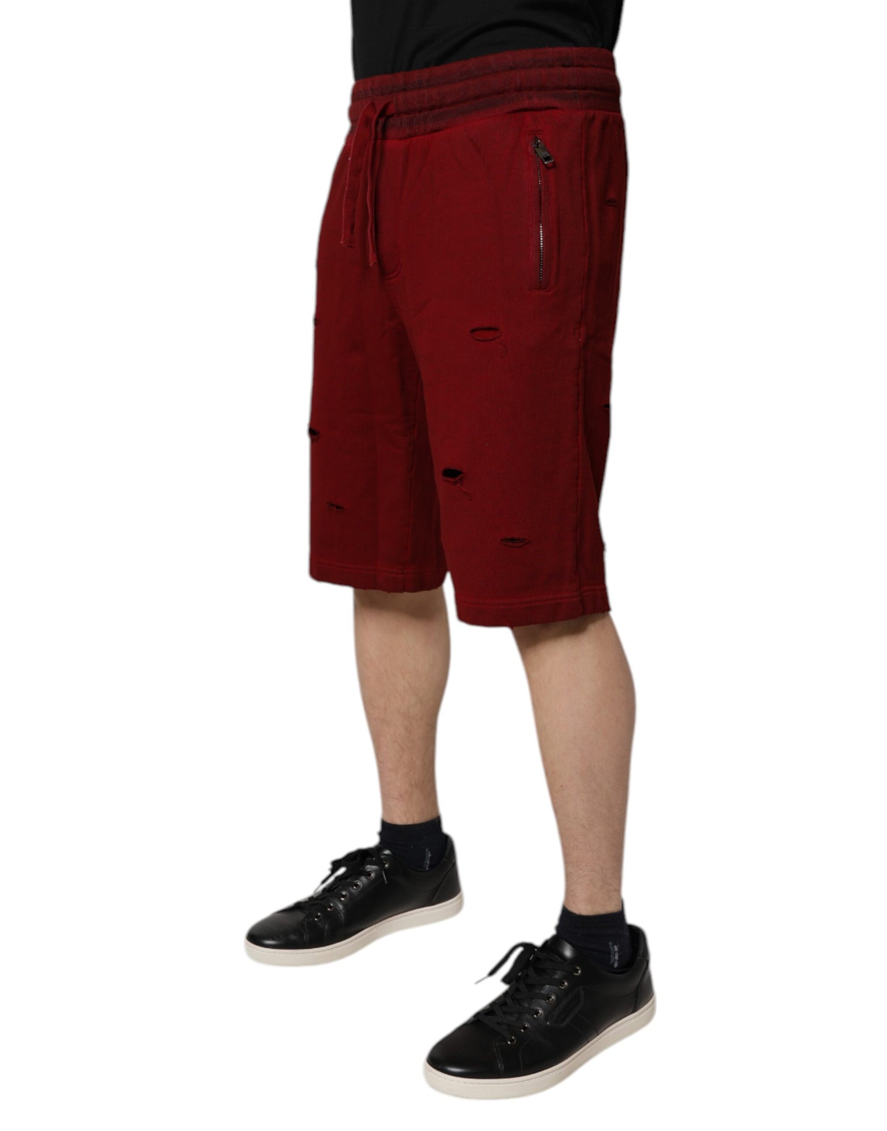 Dolce & Gabbana Maroon Rip Style Bermuda Sweatshorts Shorts | Regal Royce