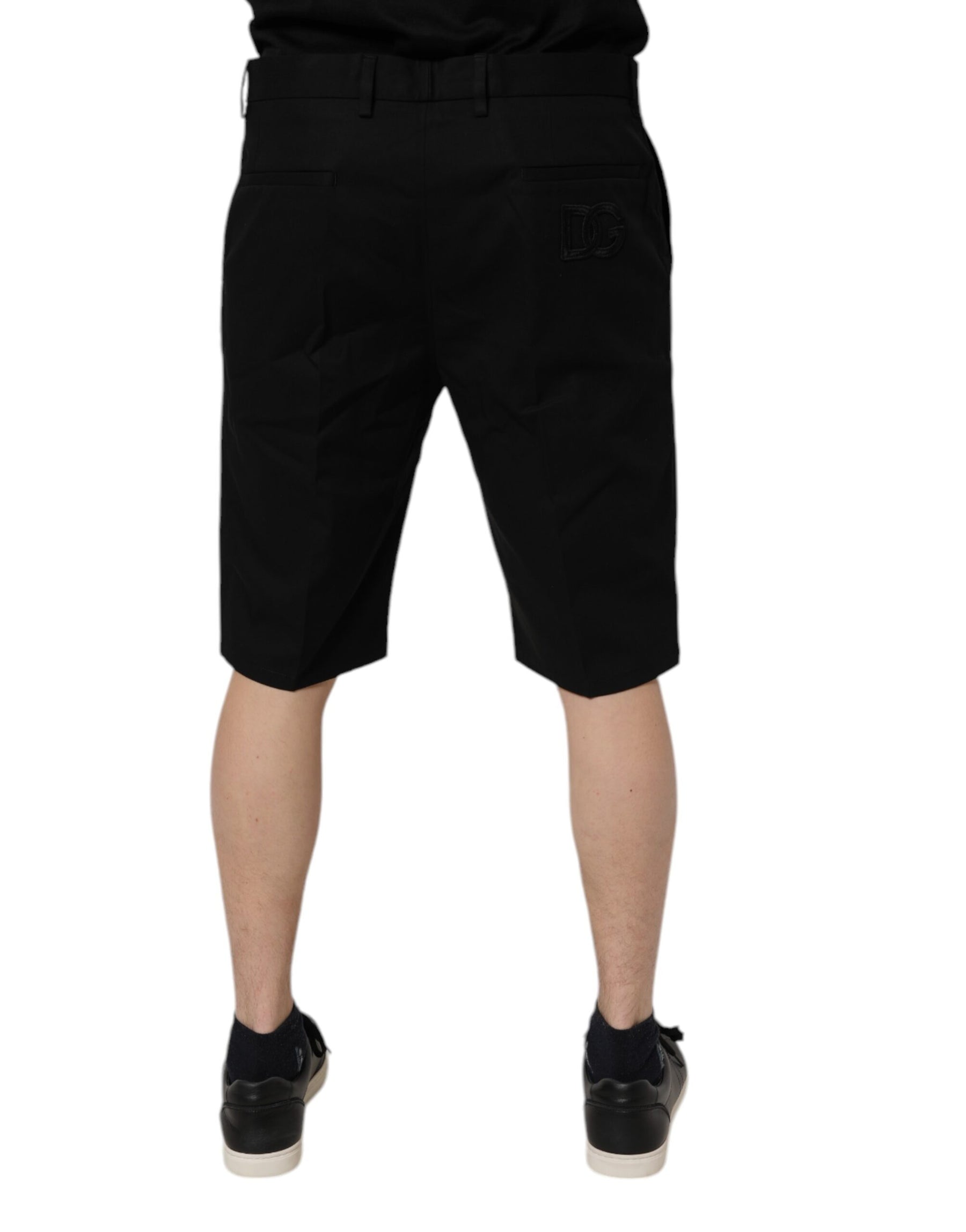 Dolce & Gabbana Black Cotton Stretch Mid Waist Bermuda Shorts | Regal Royce