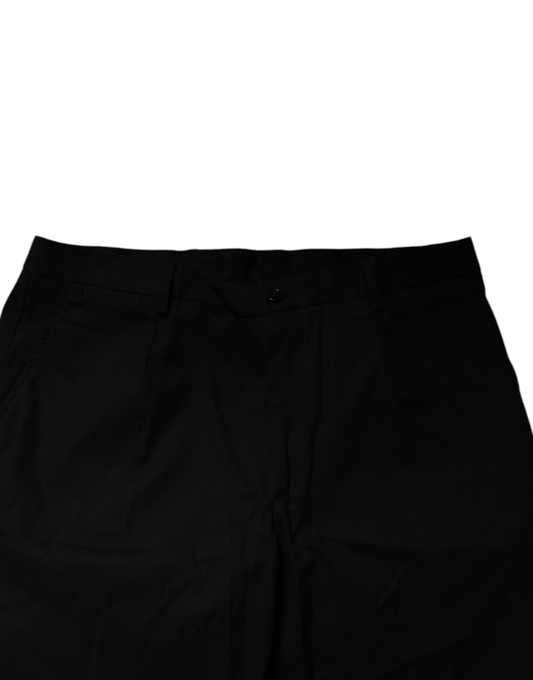 Dolce & Gabbana Black Cotton Stretch Mid Waist Bermuda Shorts | Regal Royce