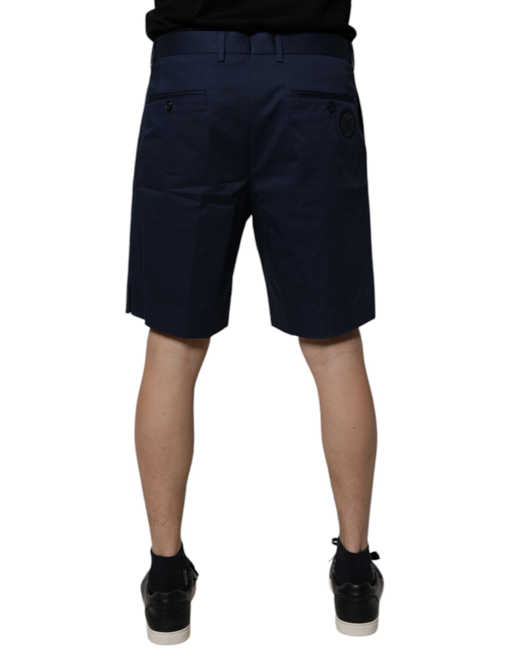 Dolce & Gabbana Dark Blue Cotton Mid Waist Men Bermuda Shorts | Regal Royce