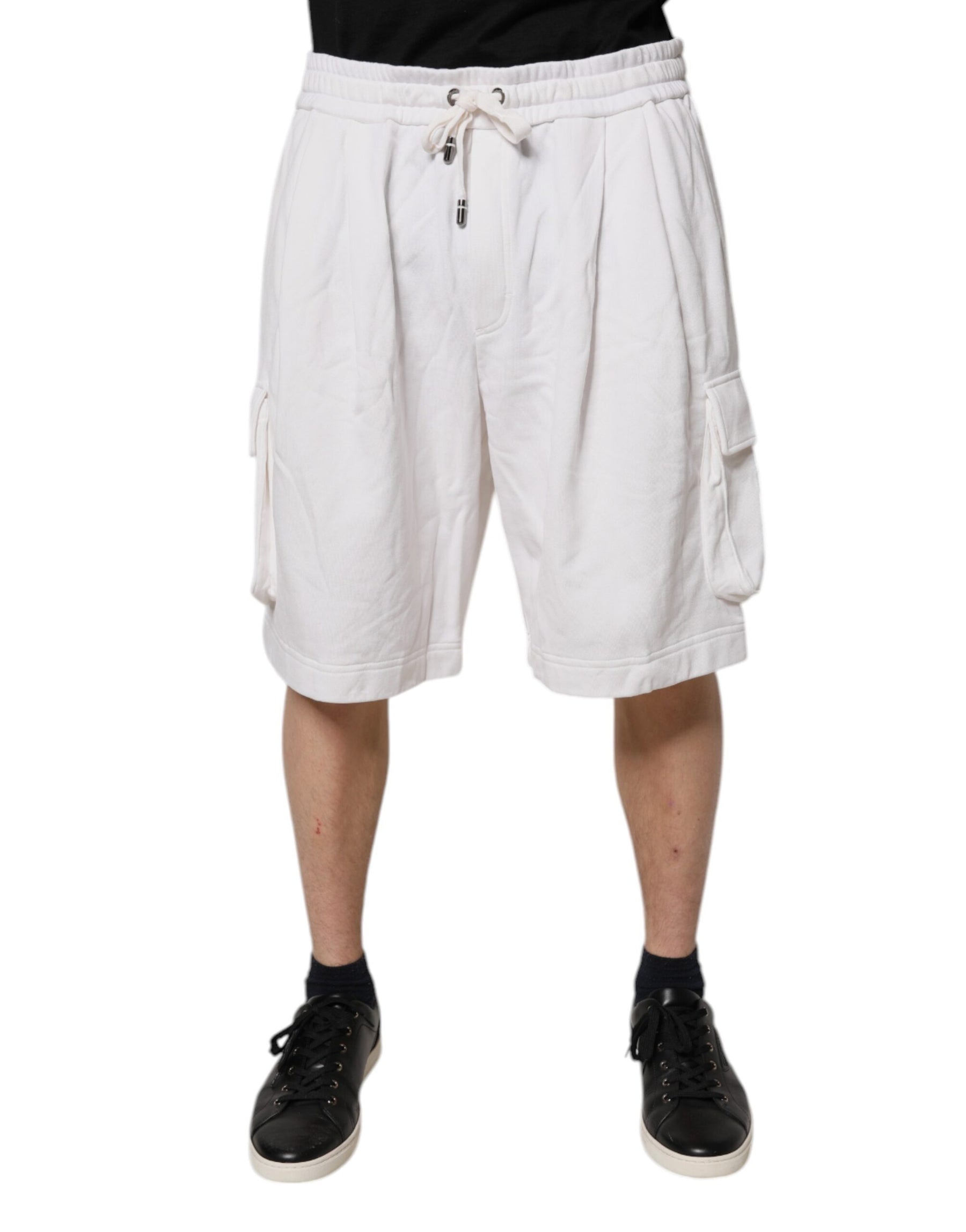 Dolce & Gabbana White Cotton Cargo Bermuda Sweatshorts Shorts | Regal Royce
