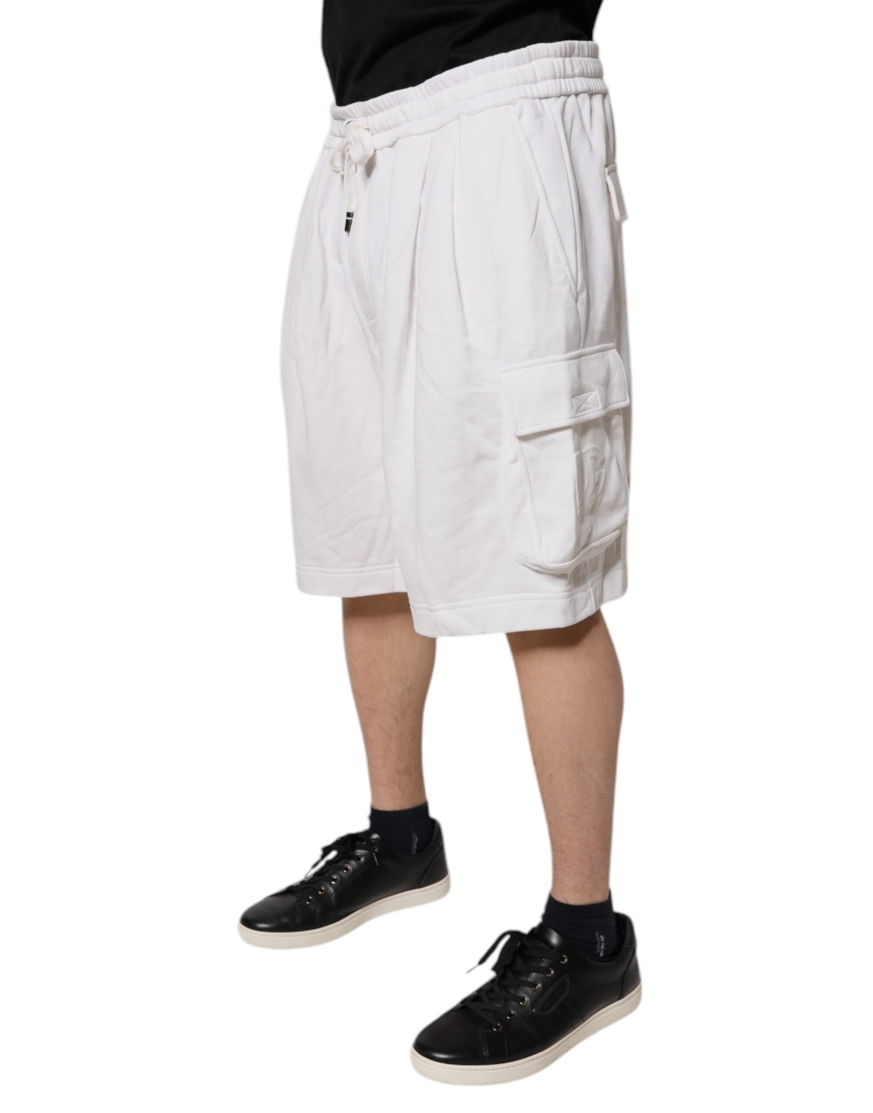 Dolce & Gabbana White Cotton Cargo Bermuda Sweatshorts Shorts | Regal Royce
