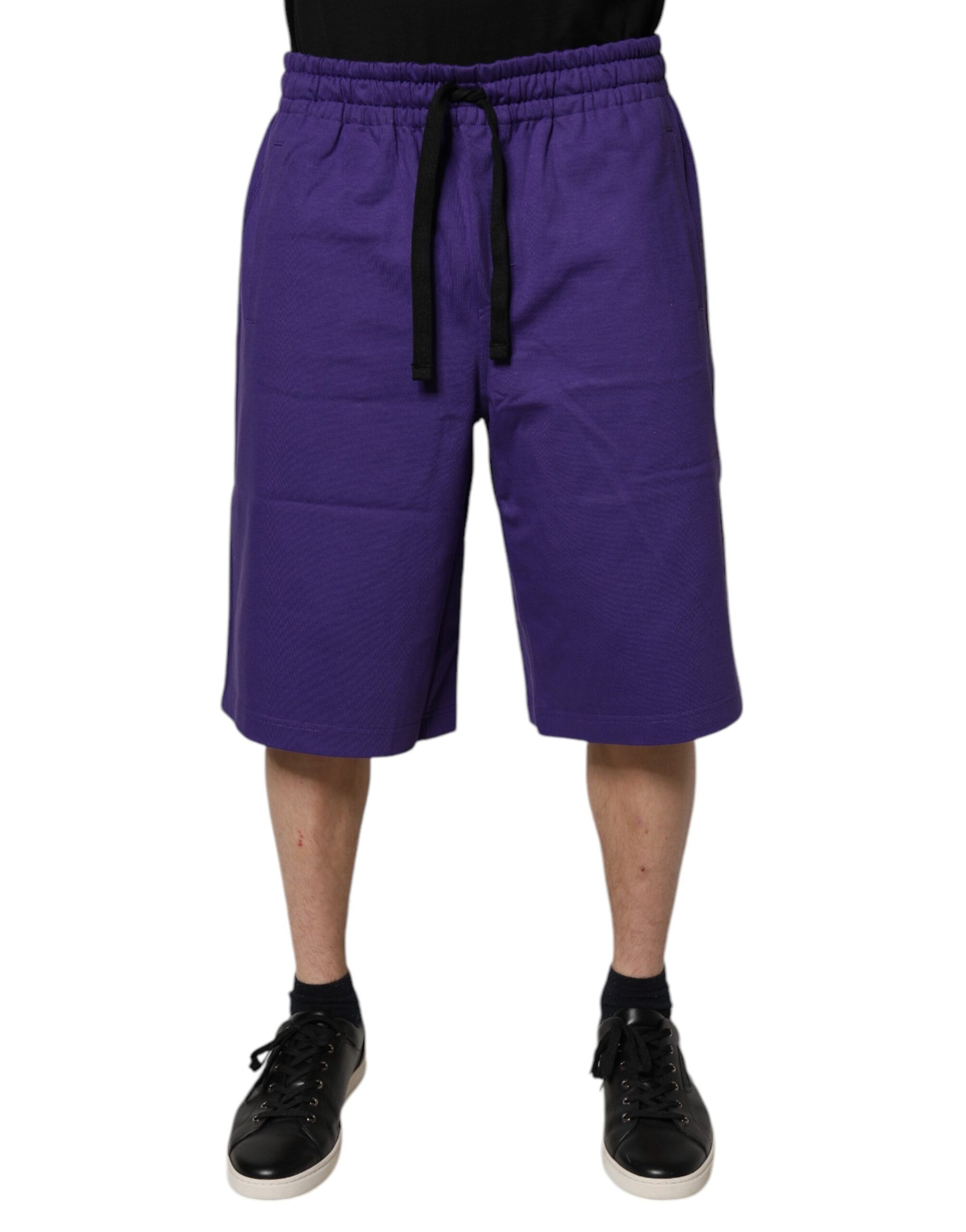 Dolce & Gabbana Purple Cotton Men Bermuda Sweatshorts Shorts | Regal Royce