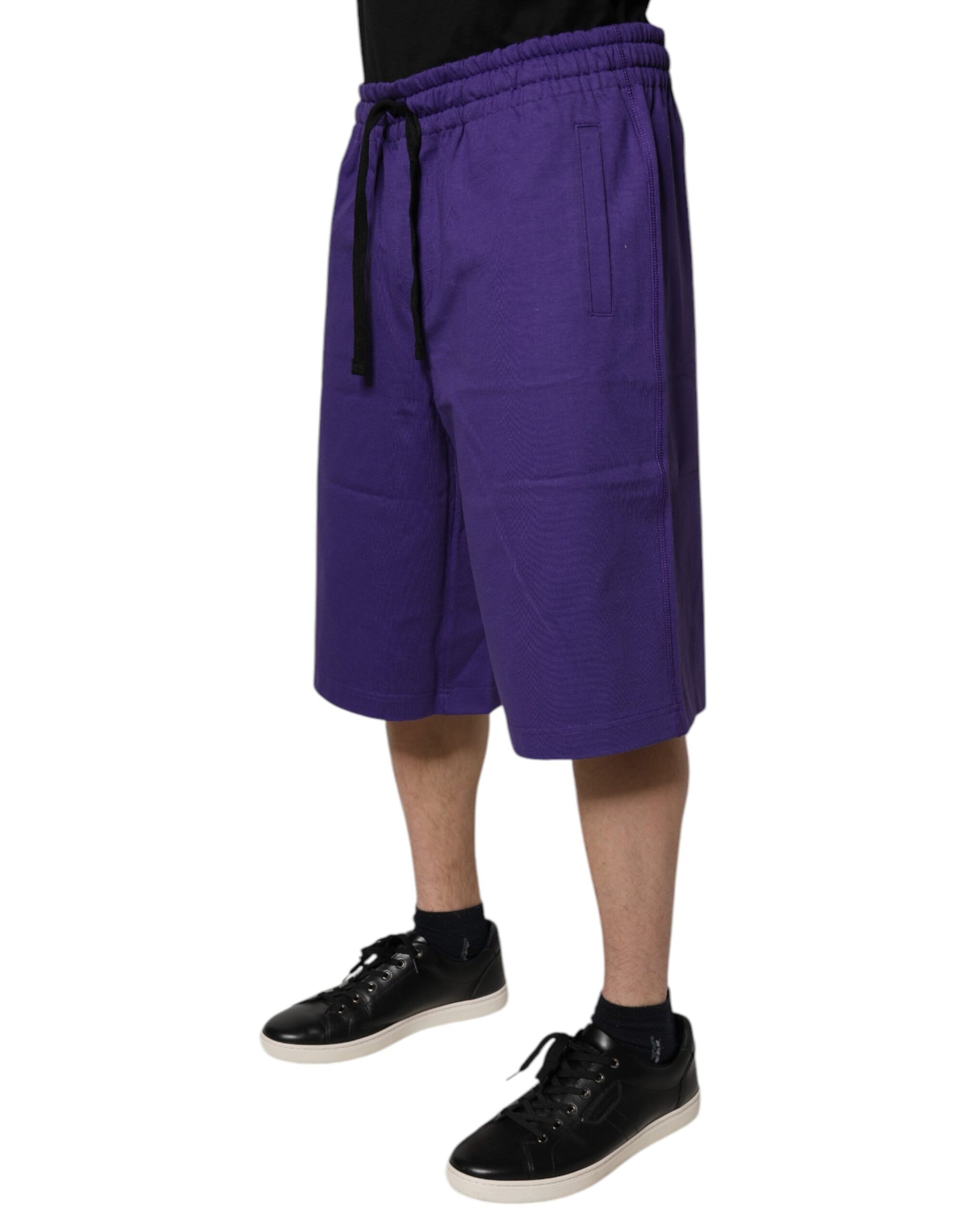 Dolce & Gabbana Purple Cotton Men Bermuda Sweatshorts Shorts | Regal Royce