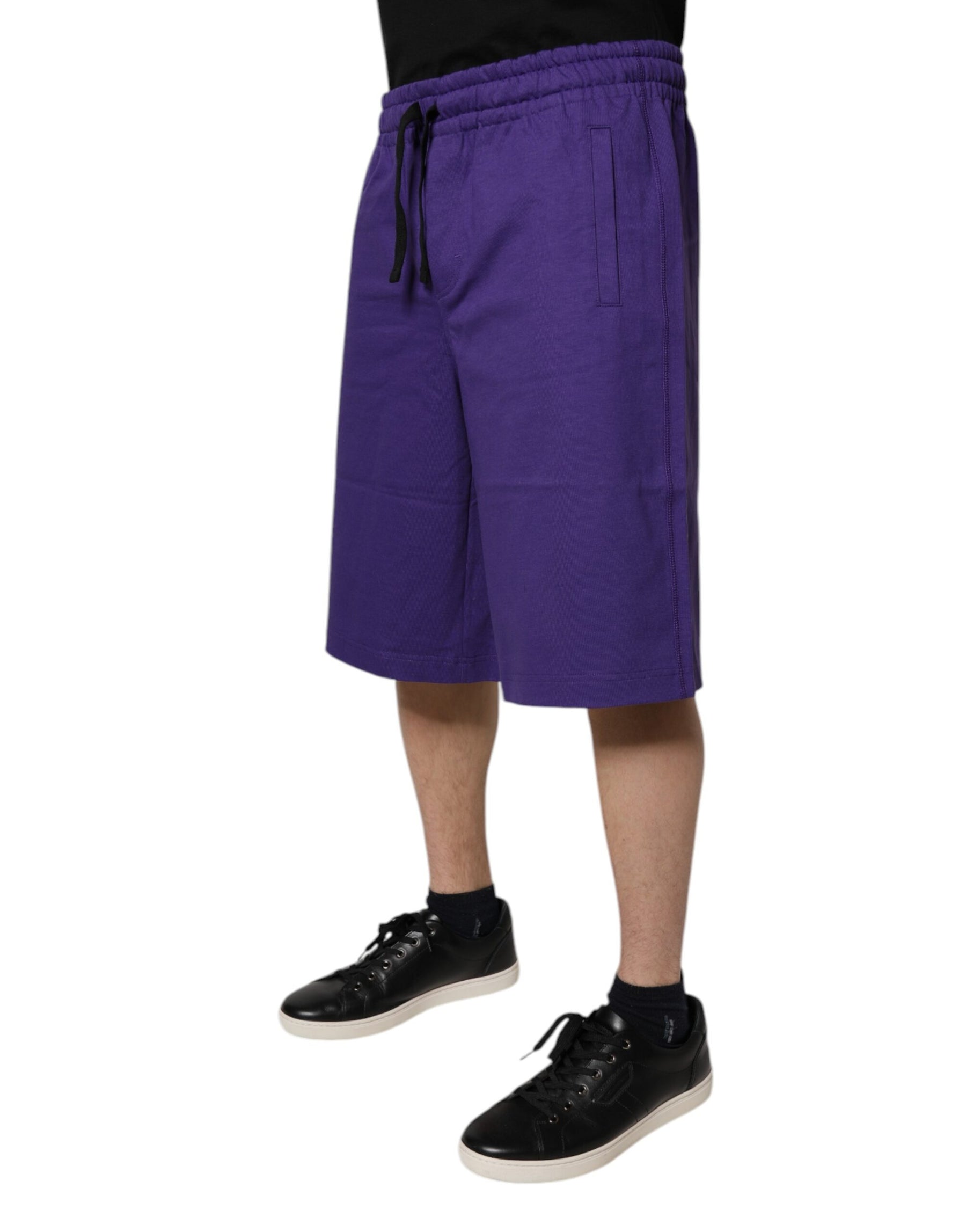 Dolce & Gabbana Purple Cotton Men Bermuda Sweatshorts Shorts | Regal Royce