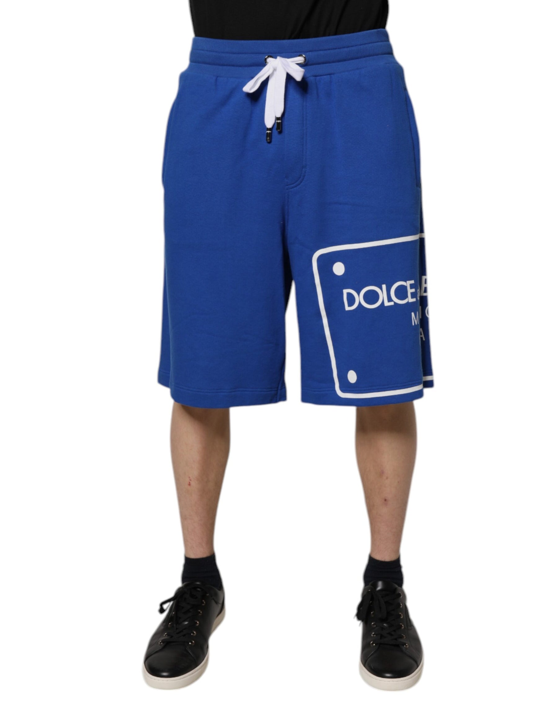 Dolce & Gabbana Blue Logo Cotton Bermuda Sweatshorts Shorts | Regal Royce