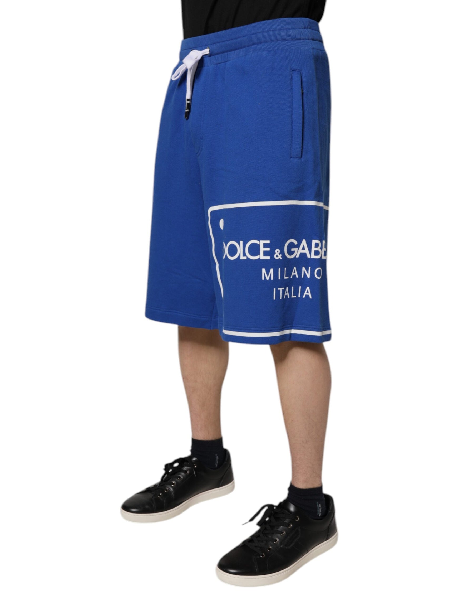 Dolce & Gabbana Blue Logo Cotton Bermuda Sweatshorts Shorts | Regal Royce