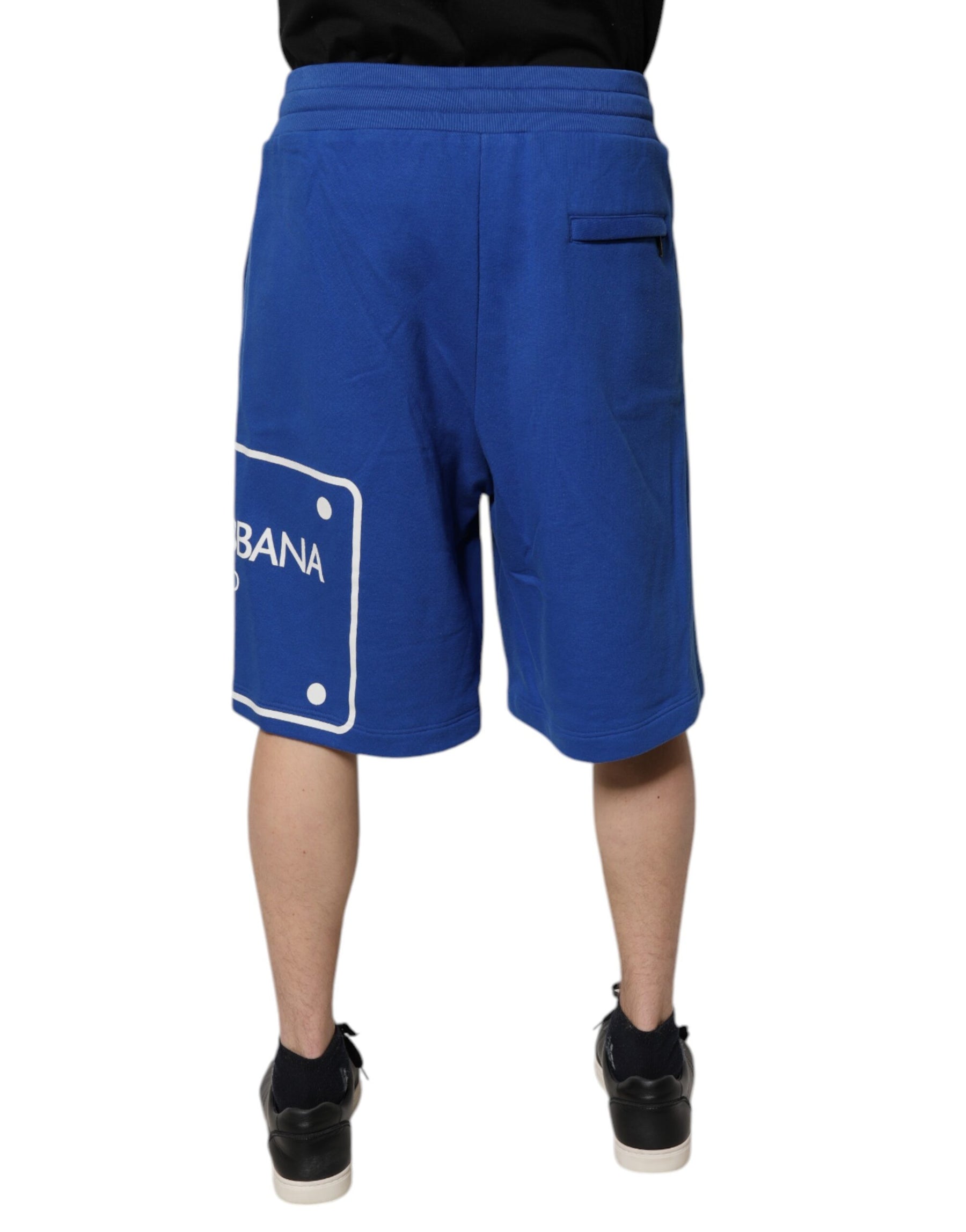 Dolce & Gabbana Blue Logo Cotton Bermuda Sweatshorts Shorts | Regal Royce