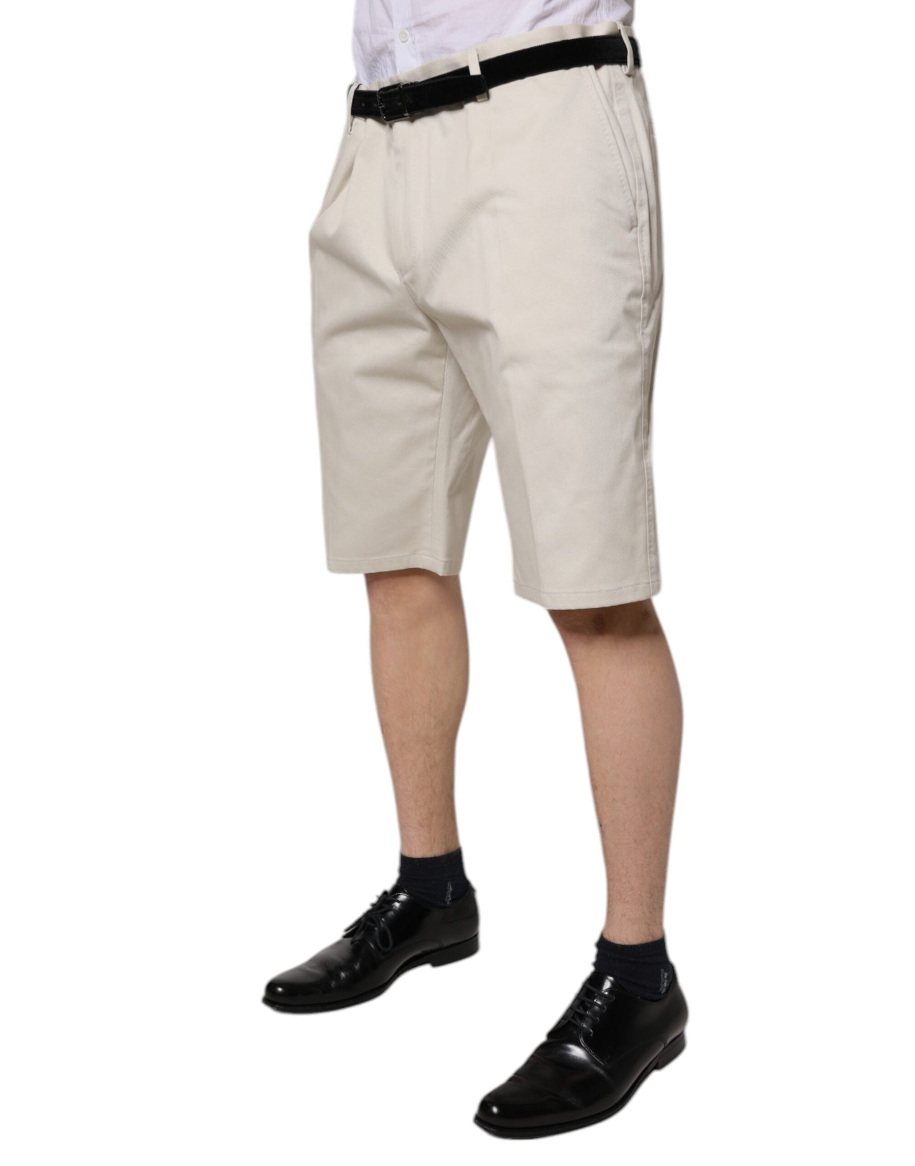 Dolce & Gabbana Beige Cotton Stretch Mid Waist Bermuda Shorts | Regal Royce