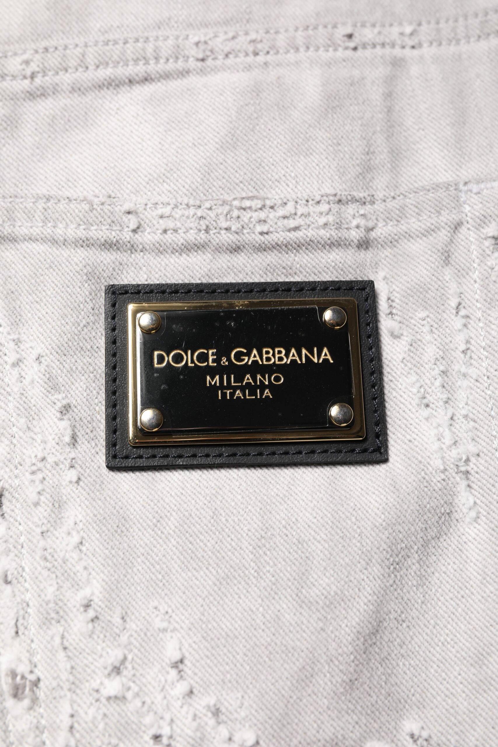 Dolce & Gabbana Light Gray Tattered Men Denim Bermuda Shorts | Regal Royce