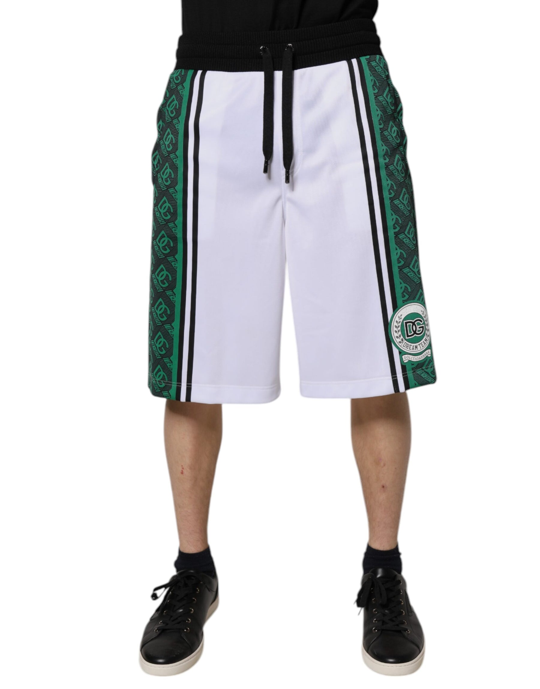 Dolce & Gabbana White Green Men Jersey Sweatshorts Shorts | Regal Royce