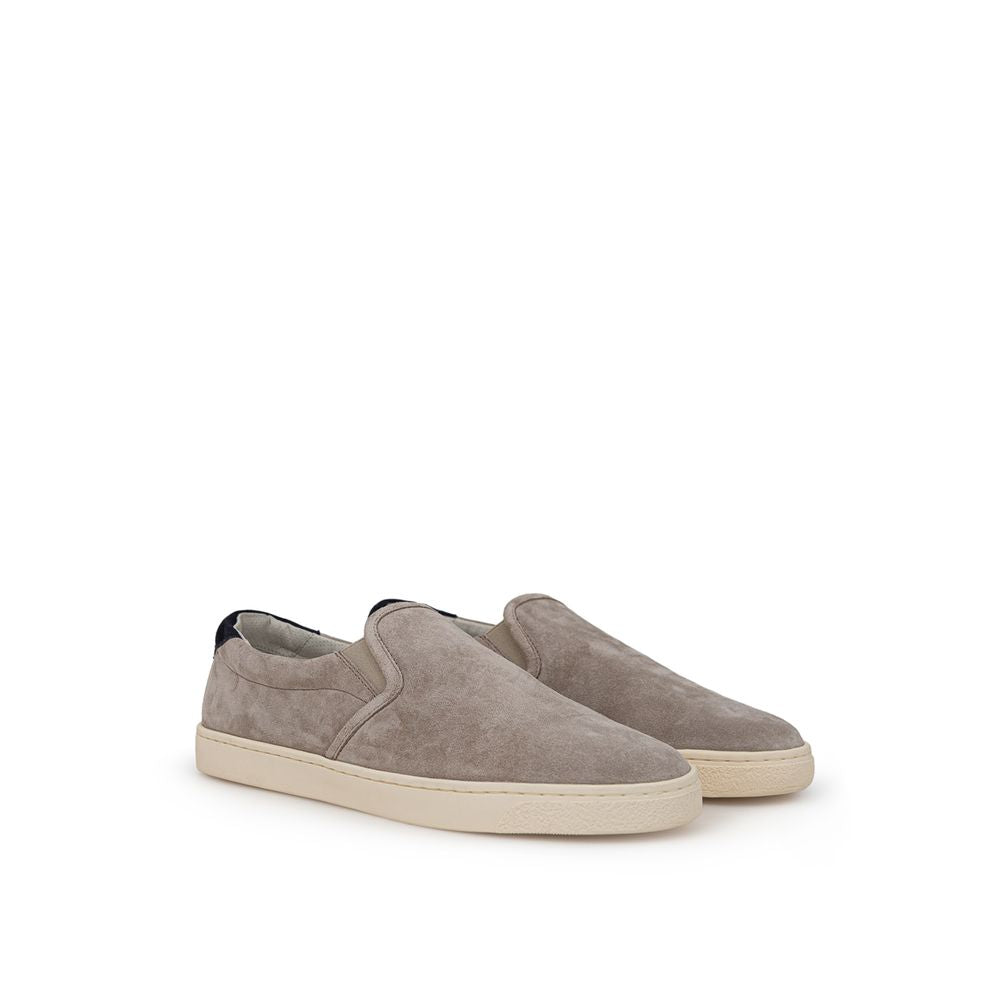 Brunello Cucinelli Beige Leather Slip-On Loafers | Regal Royce