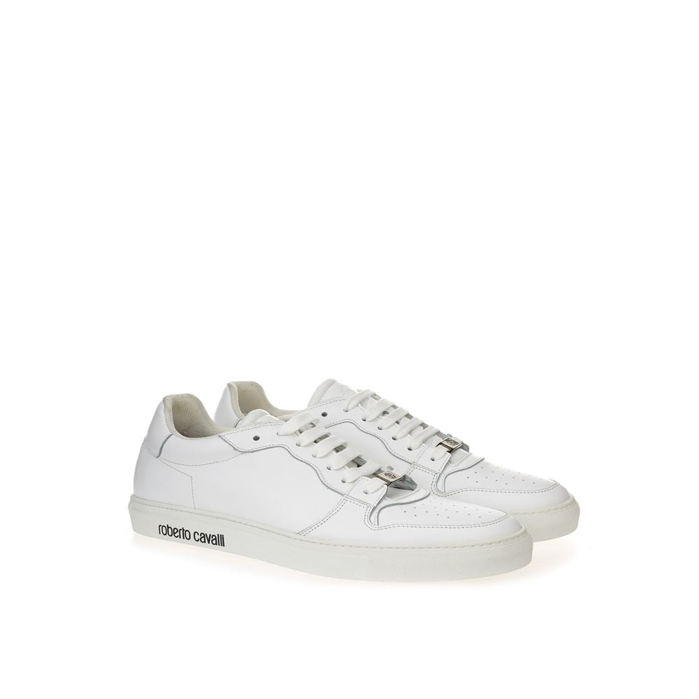 Roberto Cavalli White Leather Low Top Sneakers | Regal Royce