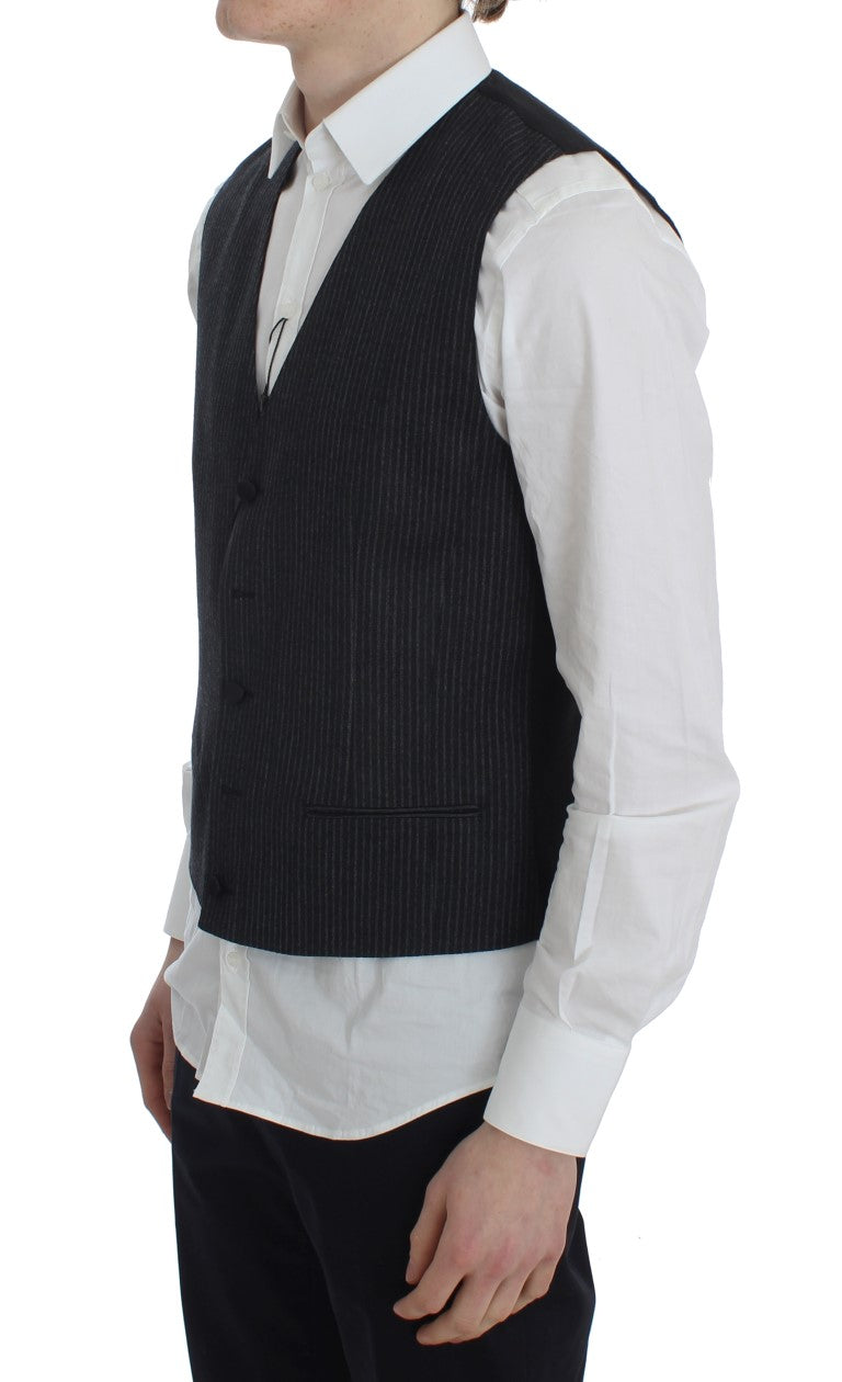 Dolce & Gabbana Gray Striped Formal Vest | Regal Royce