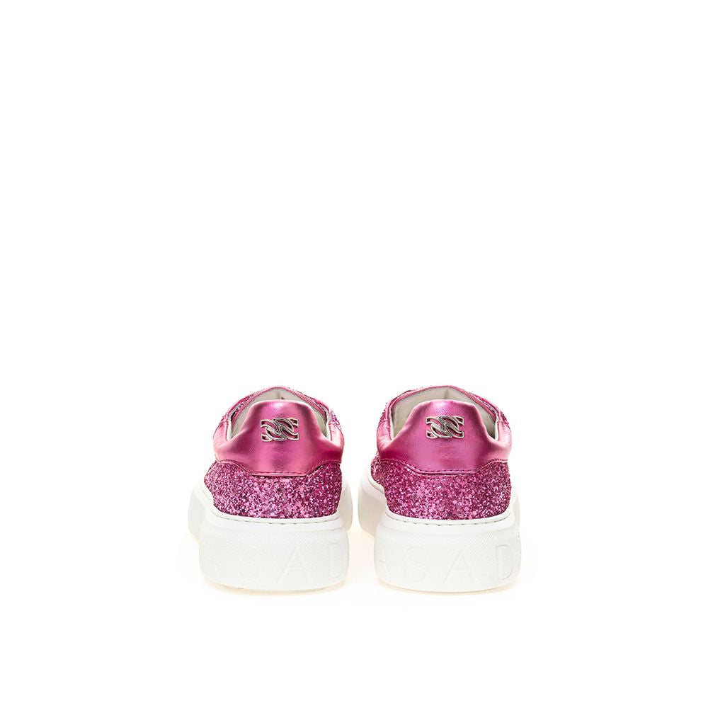 Casadei Fuchsia Fabric And Leather Low Top Sneakers | Regal Royce