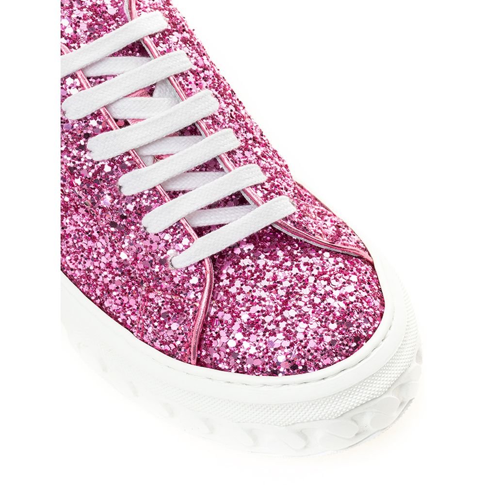 Casadei Fuchsia Fabric And Leather Low Top Sneakers | Regal Royce