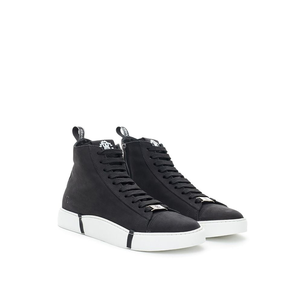 Roberto Cavalli Black Suede Leather High Top Sneakers | Regal Royce