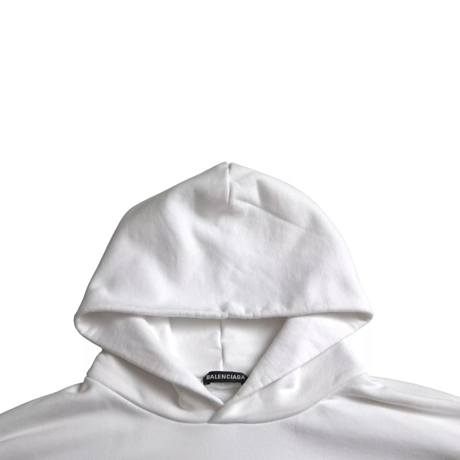 Balenciaga White Cotton Logo Hooded Pullover Oversize Sweater | Regal Royce