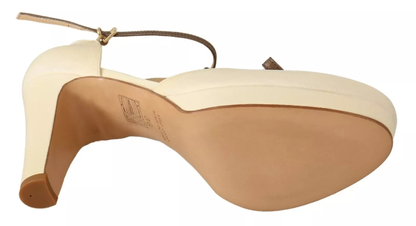 SERGIO LEVANTESI Beige T-Strap Block Heels Pumps Leather Shoes | Regal Royce