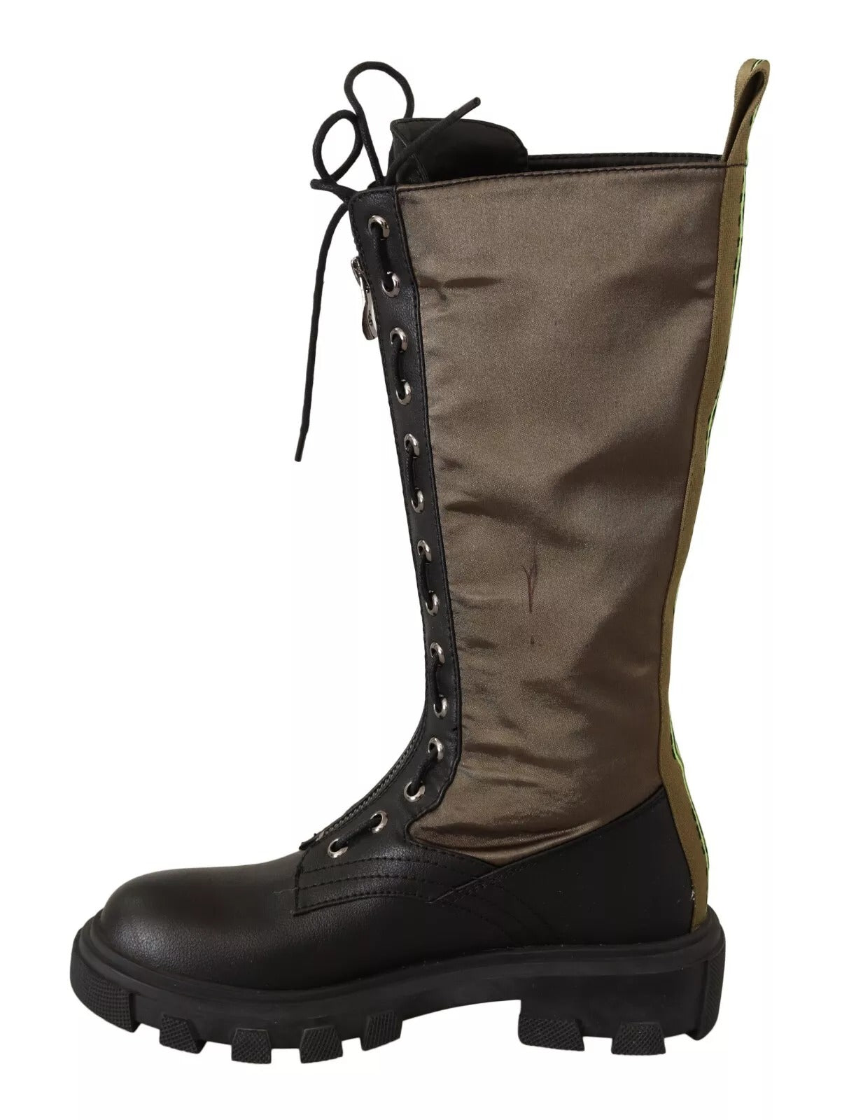 Gaelle Black Green High Combat Boots Lace Up Military Shoes | Regal Royce