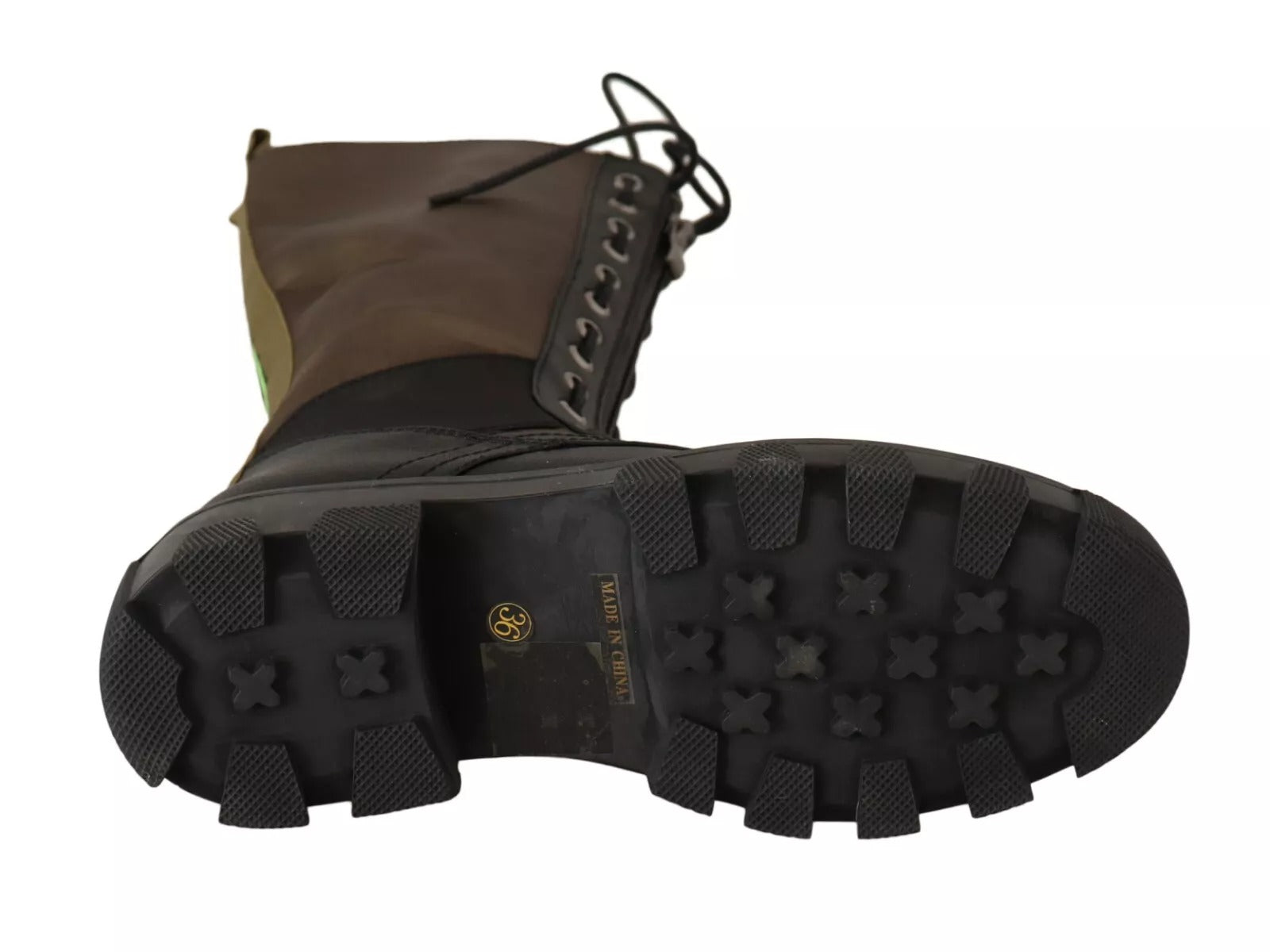 Gaelle Black Green High Combat Boots Lace Up Military Shoes | Regal Royce