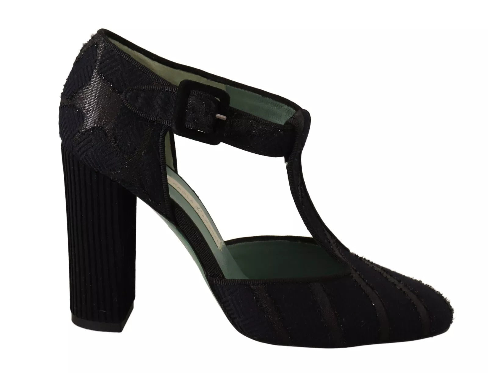 Paola D'Arcano Black Suede Leather Block Heels Sandals Shoes | Regal Royce