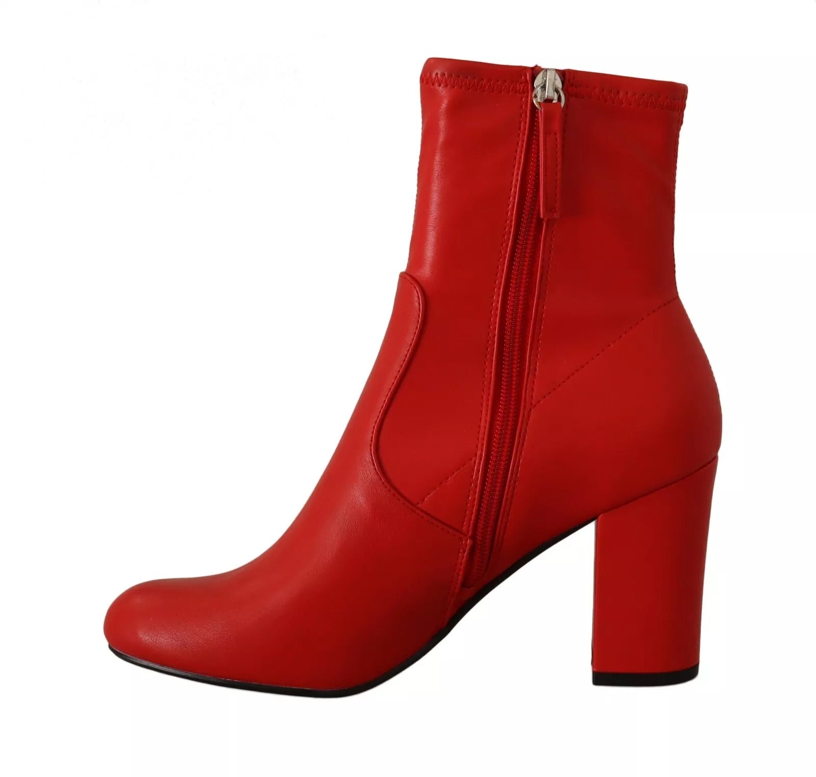Steve Madden Red Leather Block Heels Ankle Boots Shoes | Regal Royce