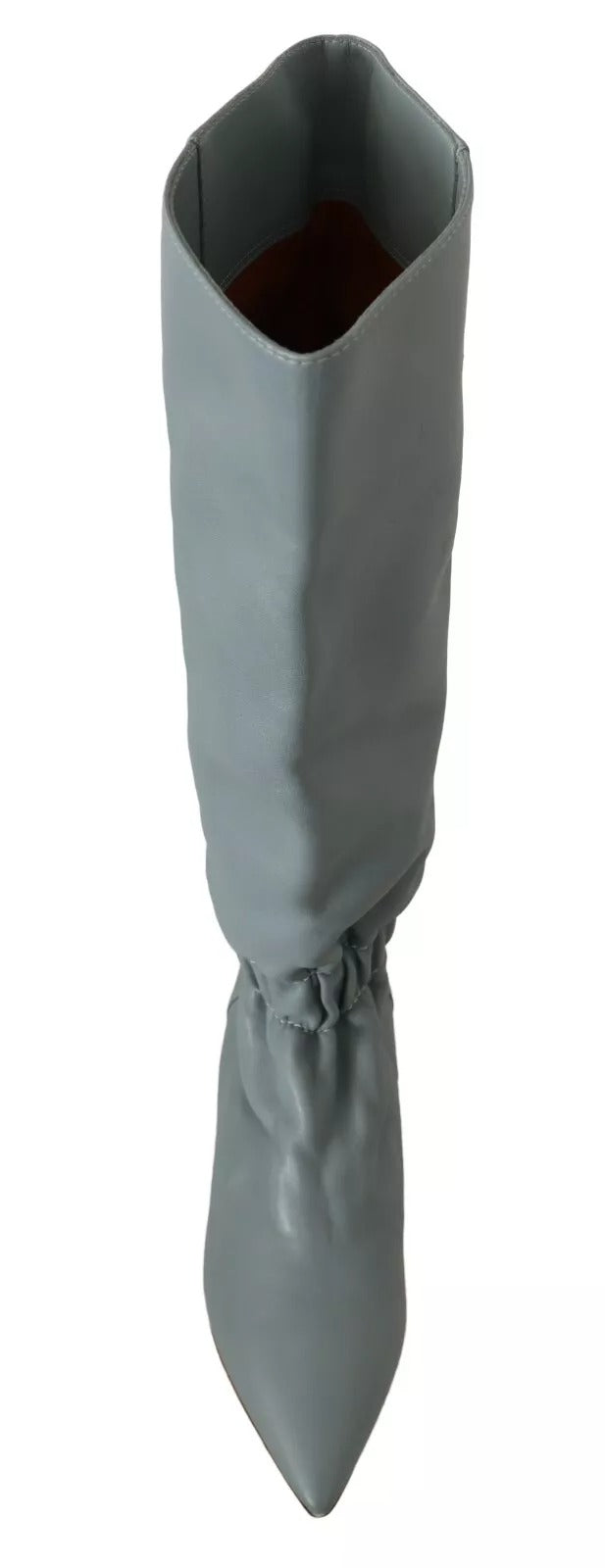 Valentino Blue Leather Elastic Flats Pull On Knee High Boots Shoes | Regal Royce