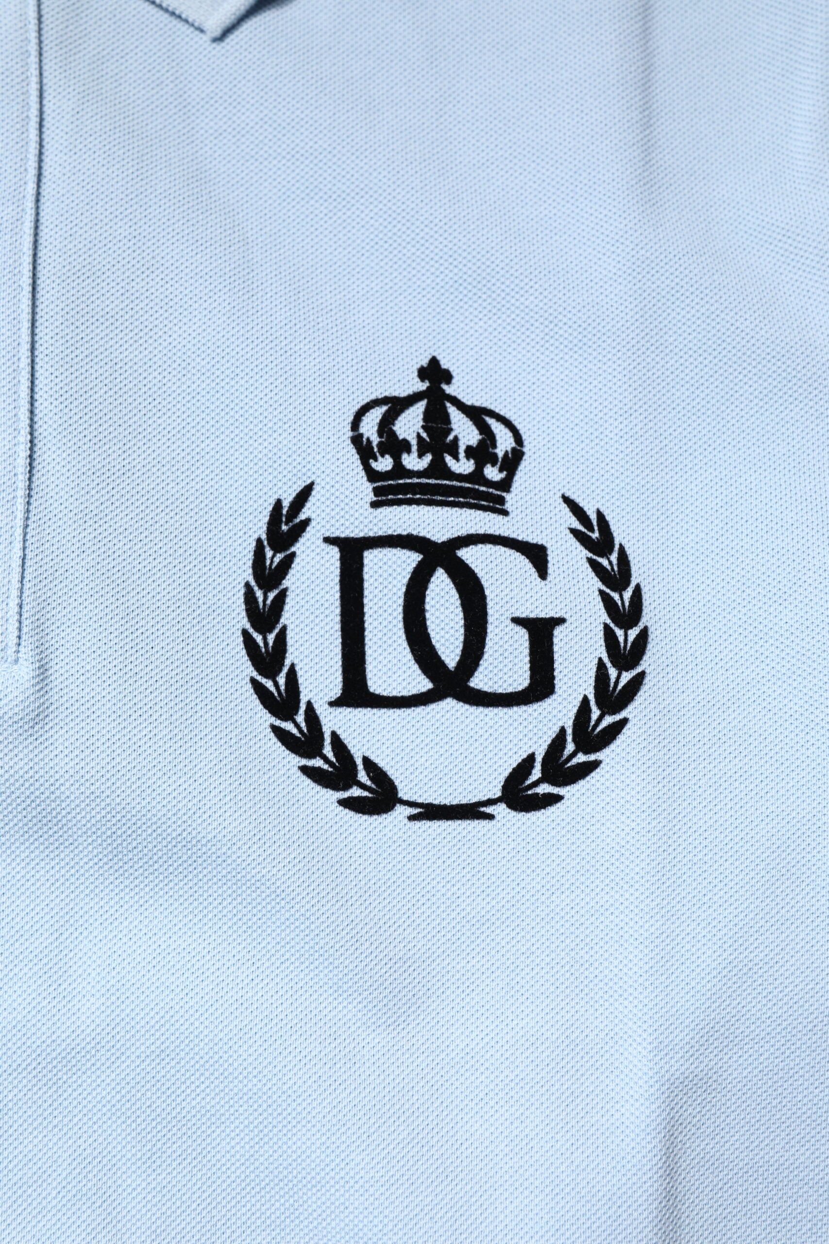 Dolce & Gabbana Sky Blue Cotton Crown Collared Polo T-shirt | Regal Royce