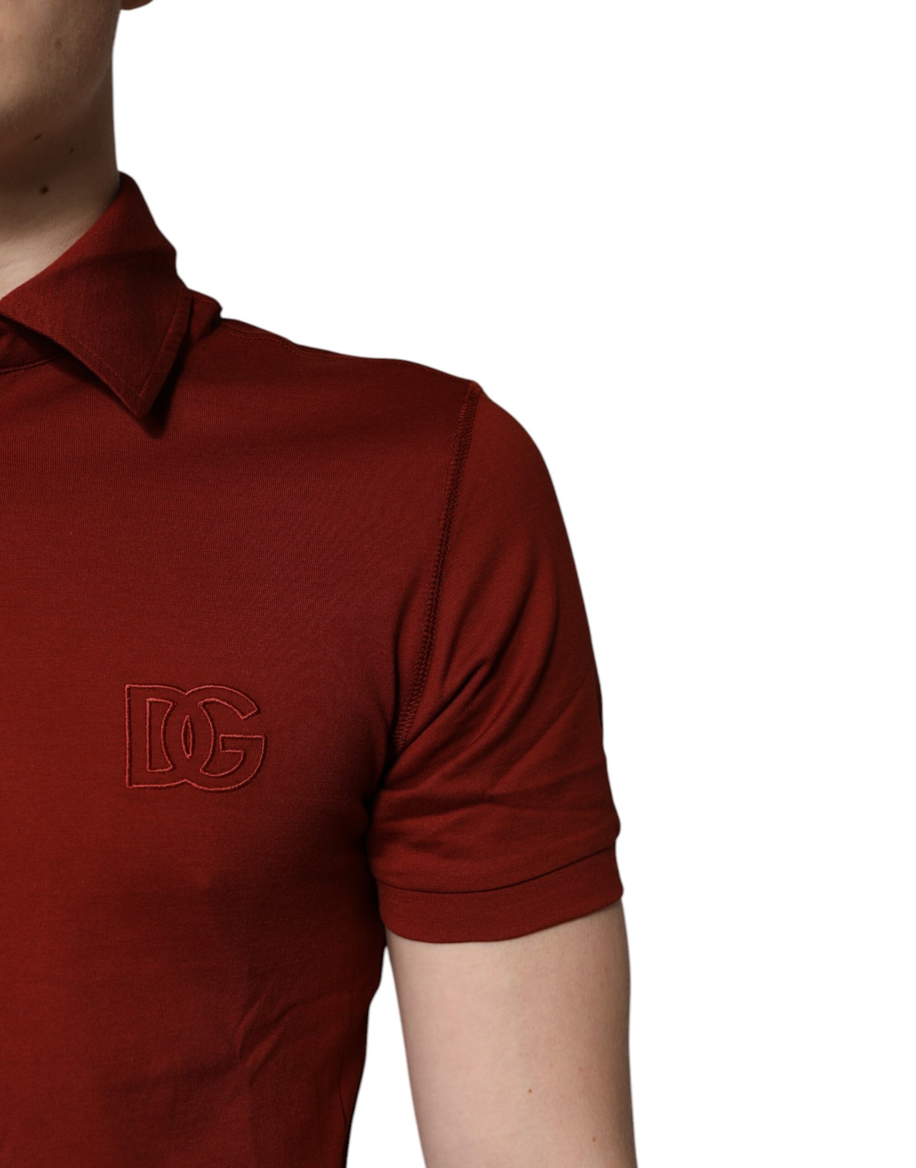 Dolce & Gabbana Red Cotton DG Logo Collared Men Polo T-shirt | Regal Royce